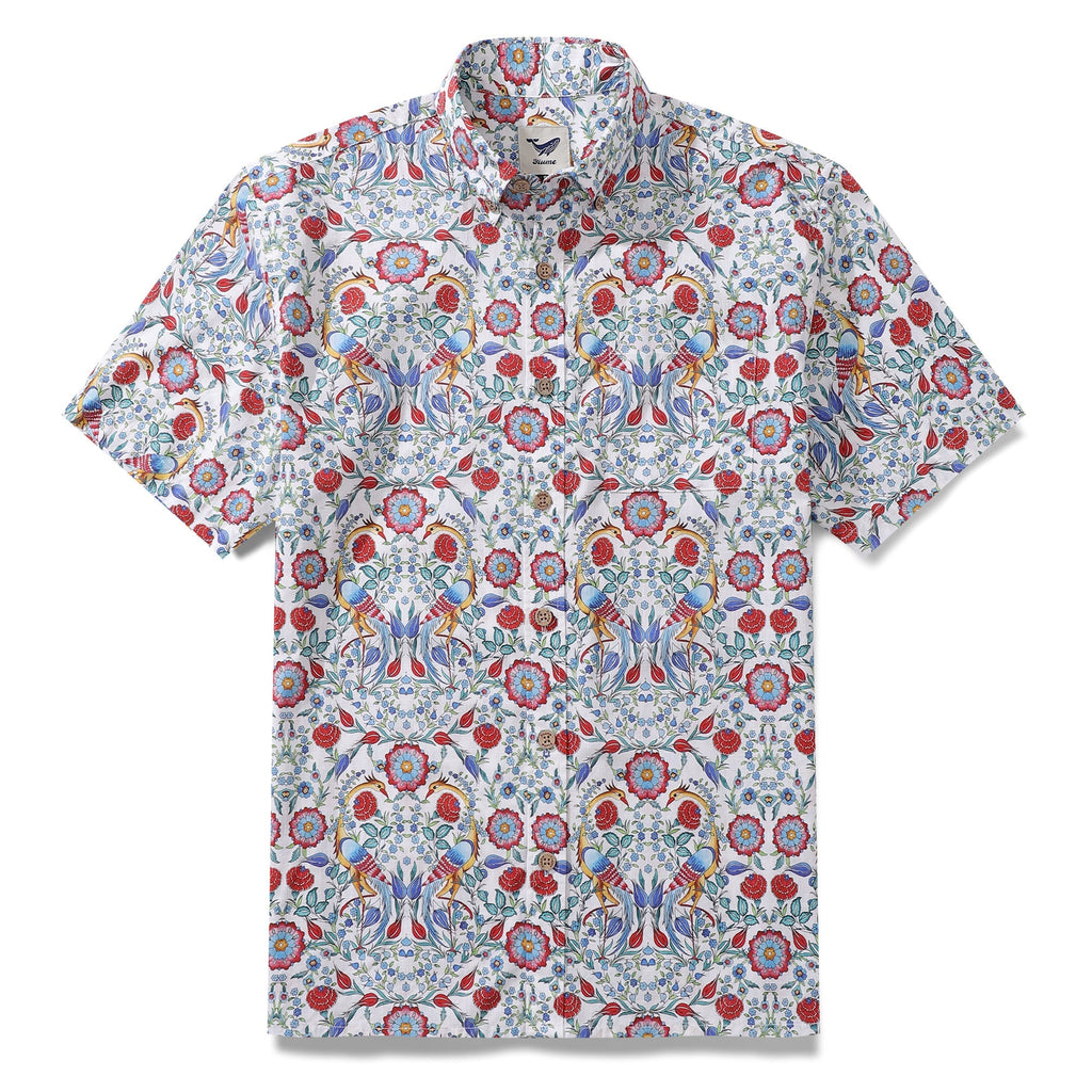 Men's Hawaiian Shirt Turkish Design Art Studio Cotton Button-down Short Sleeve Aloha Shirt By GND Art Studio