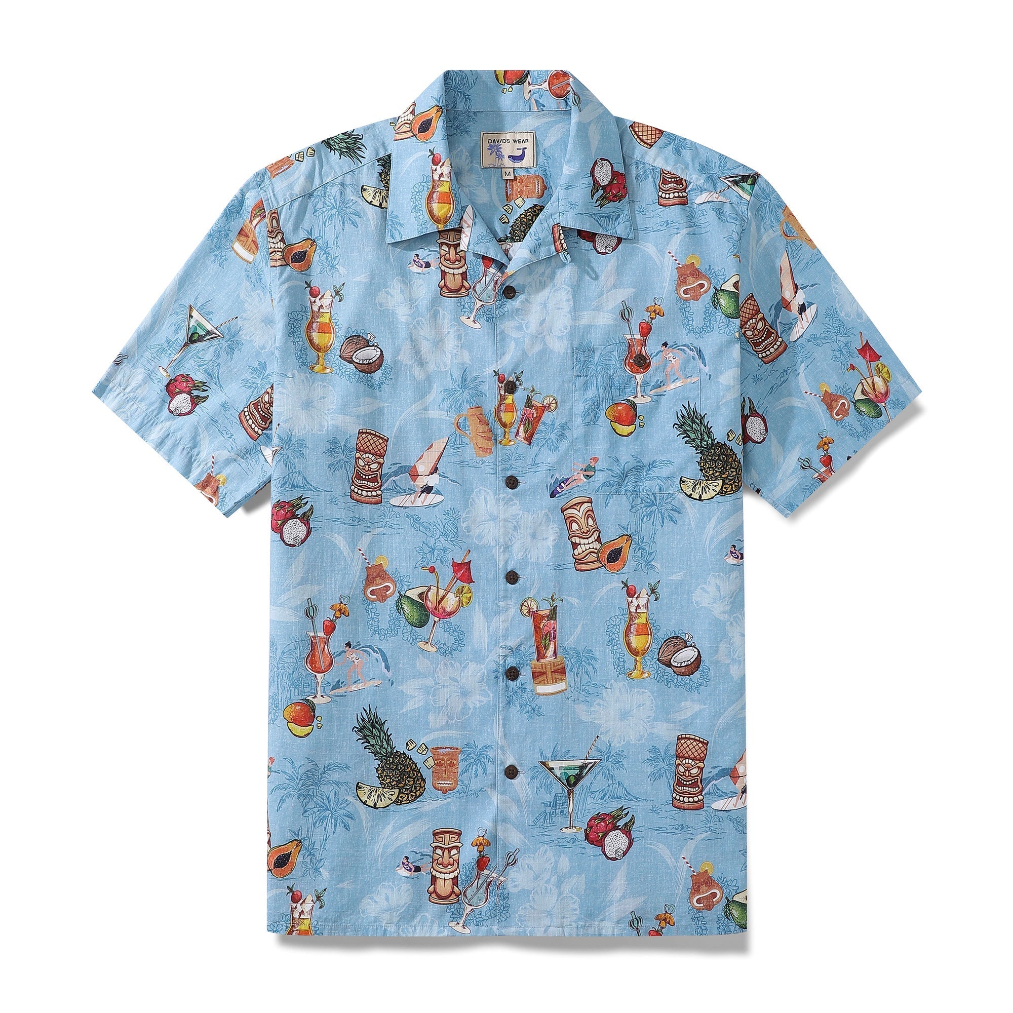 Hawaiian Shirts For Men Tiki Art Cocktail Party Tropical-Themed Print Shirt By Amy
