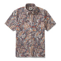 Men's Hawaiian Shirt Scroll Pattern Print Cotton Button-down Short Sleeve Aloha Shirt By Sylvia