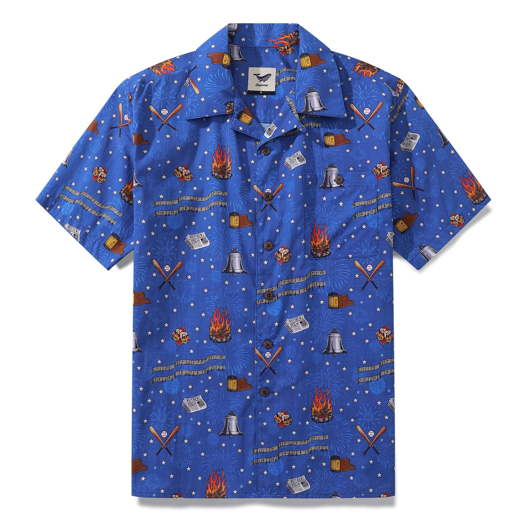 Independence Day Hawaiian Shirt For Men Celebrating Freedom Shirt Camp Collar 100% Cotton By Sun
