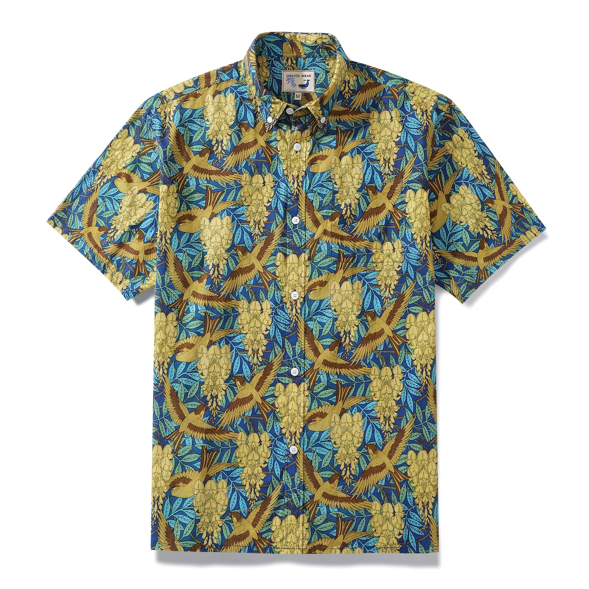 Hawaiian Shirts For Men Maurice Pillard Verneuil Birds and Wisteria Designer Shirt Short Sleeve By Amy