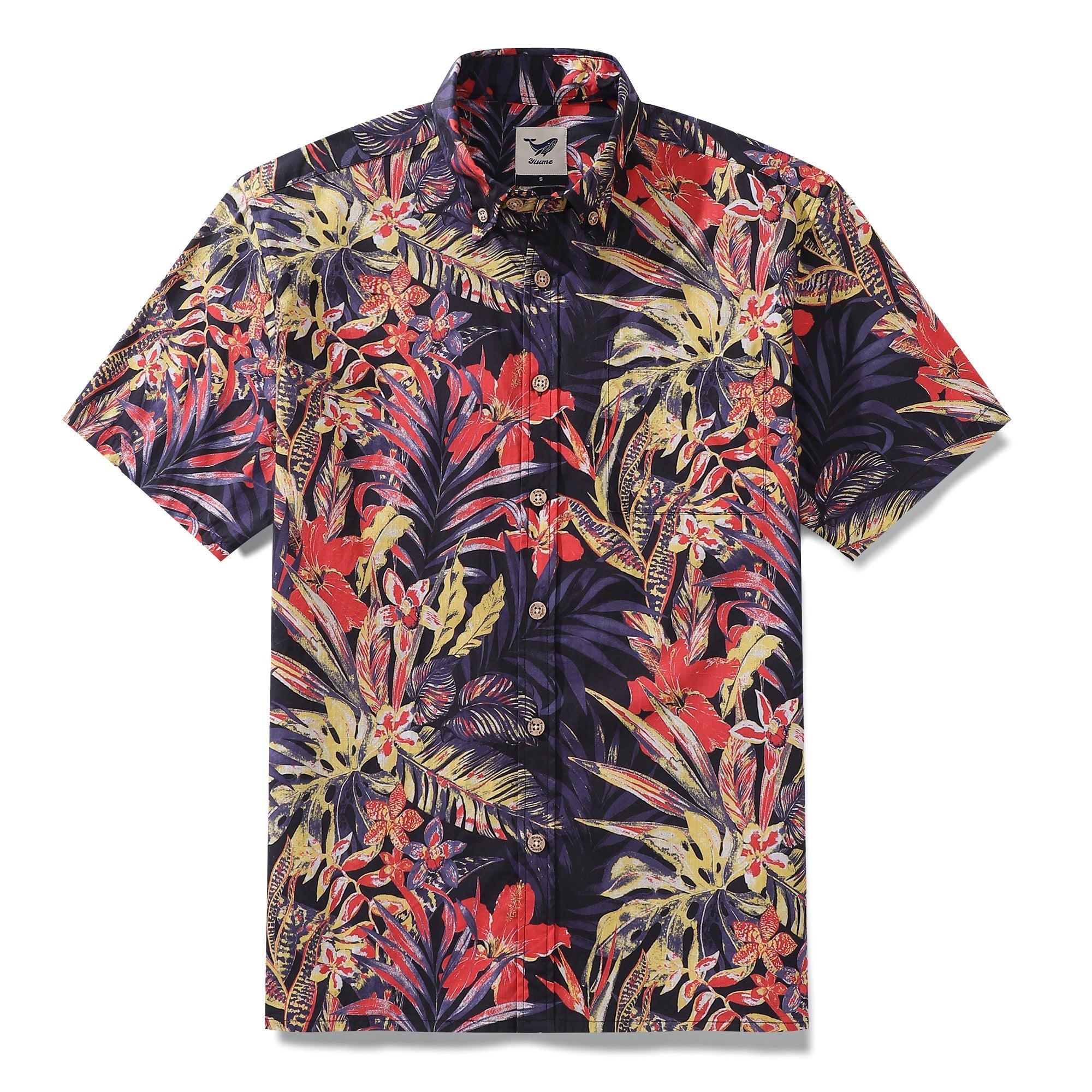 Men's Hawaiian Shirt Summer Night Print Cotton Button-down Short Sleeve Aloha Shirt By Amy