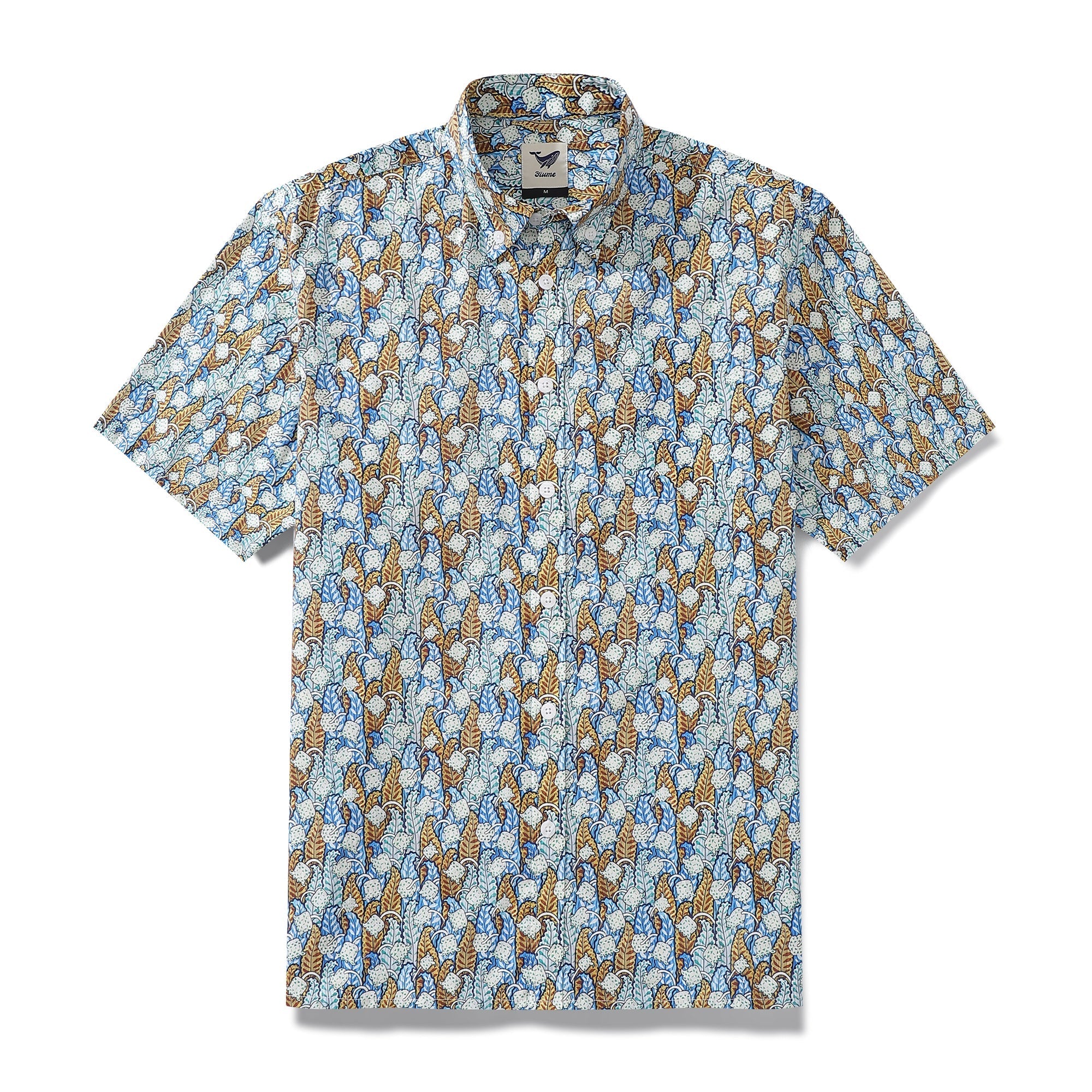 Men's Hawaiian Shirt Lily of the Valley Print Cotton Button-down By Amy
