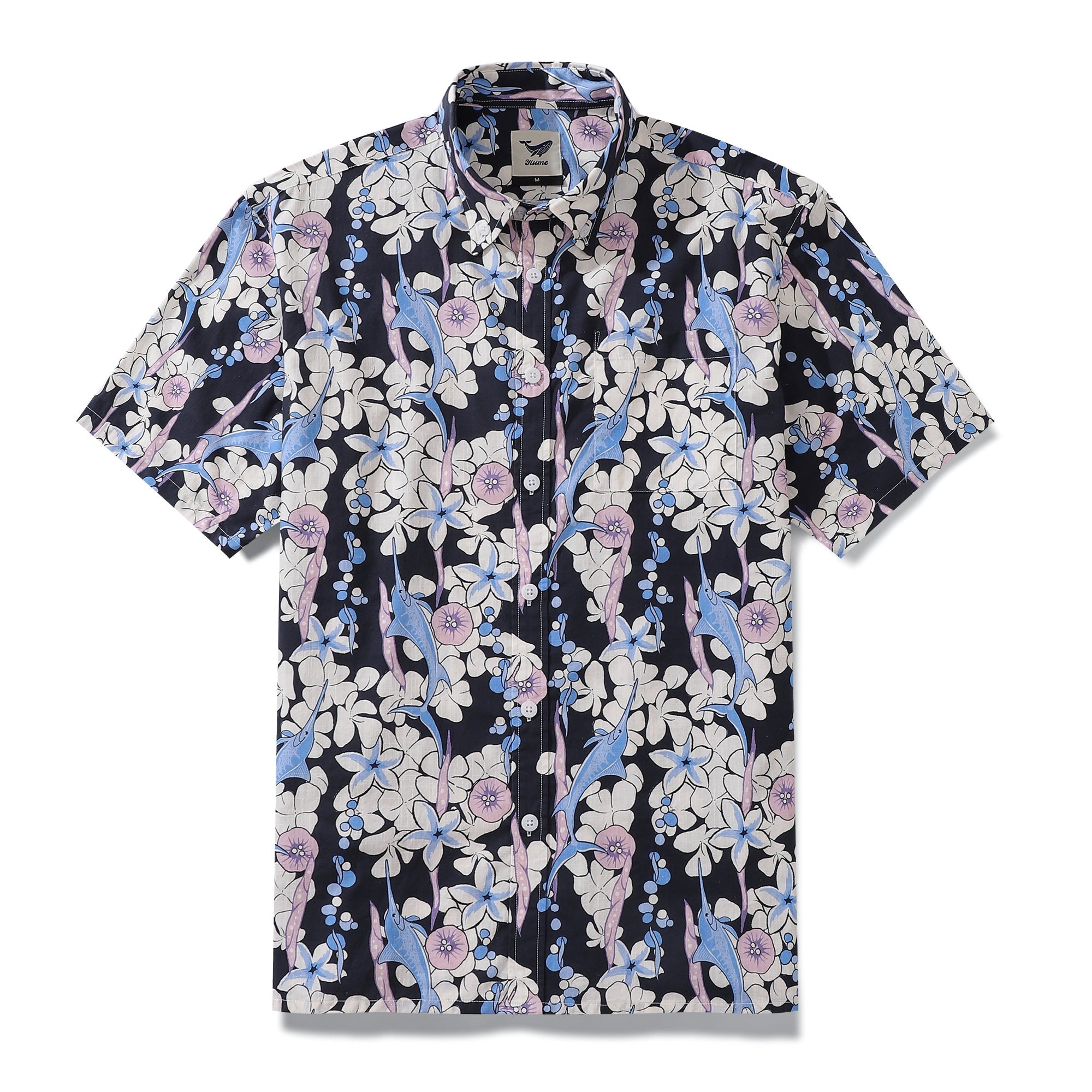 Men's Hawaiian Shirt Dance of the Tuna Print Cotton Button-down Short Sleeve Aloha Shirt By Evan
