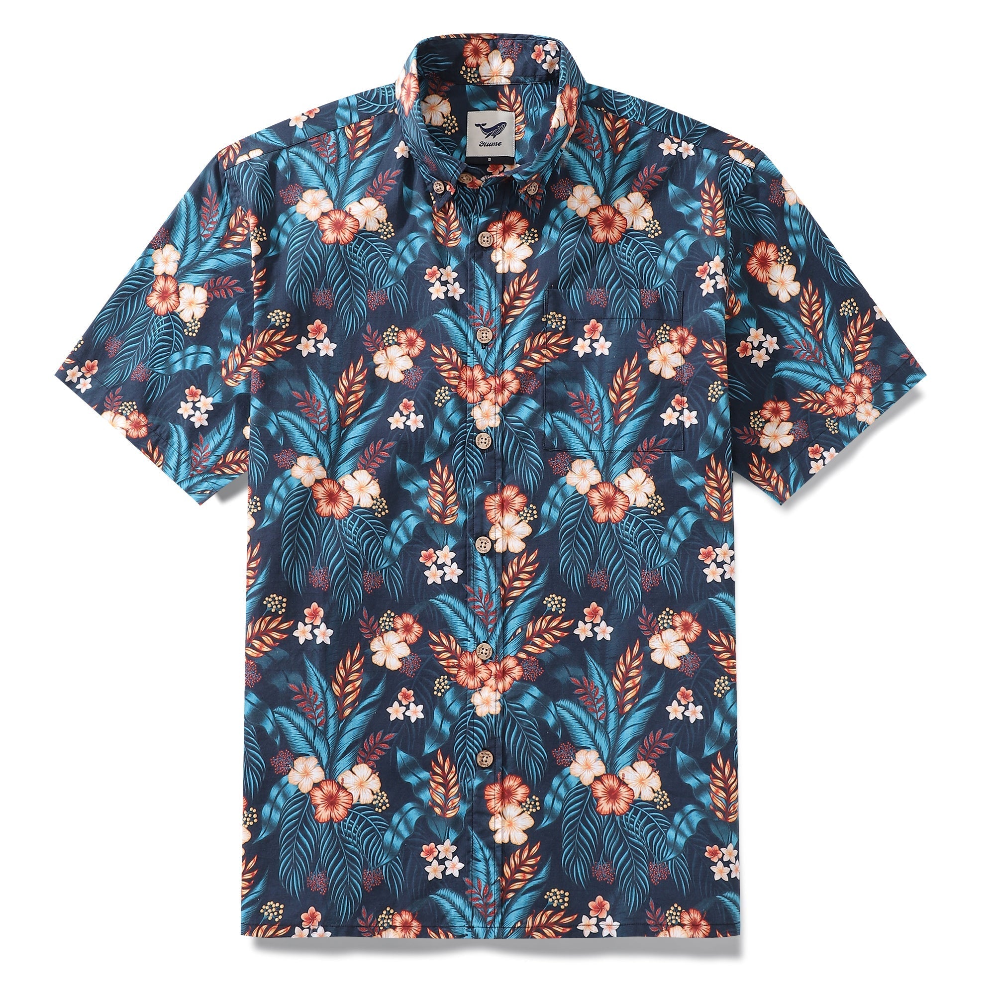 Men's Hawaiian Shirt Tropical Night Print By ME.COCO.DESIGN Cotton Button-down Short Sleeve Aloha Shirt