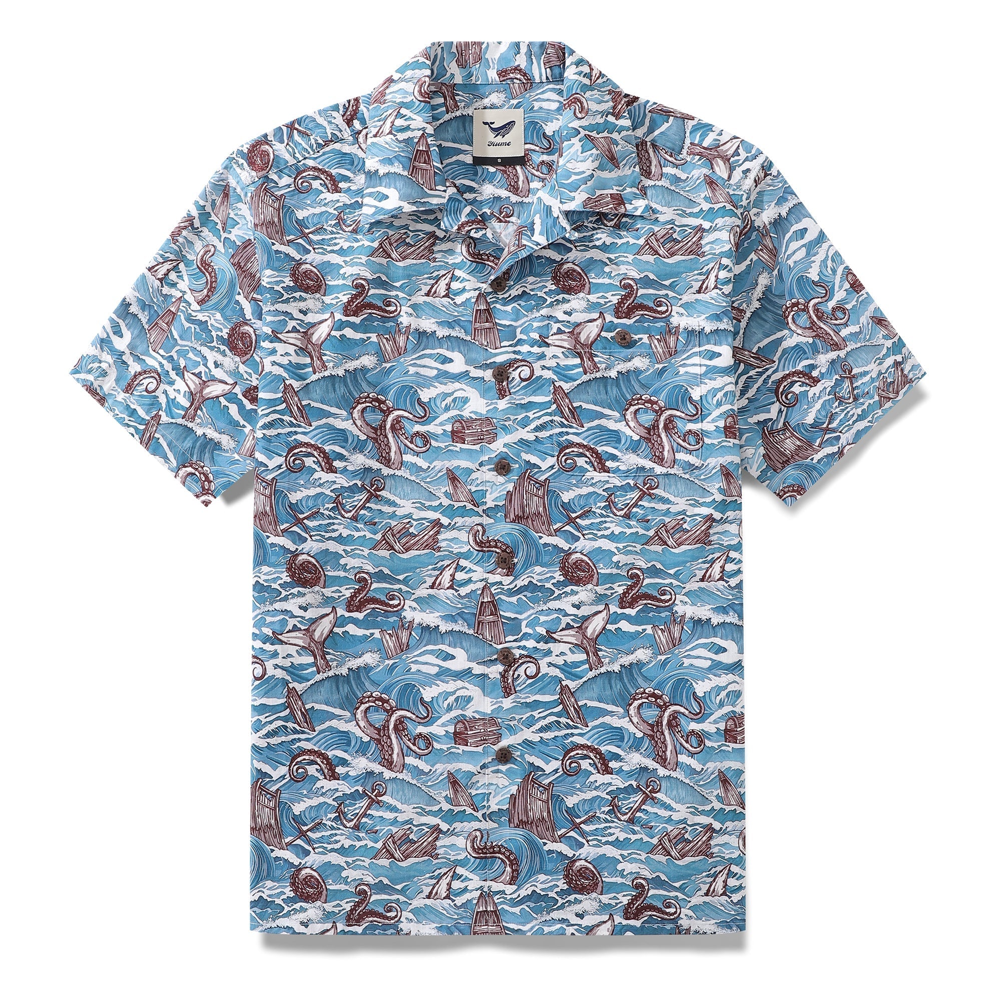 Hawaiian Shirt For Men Monsters of the Deep Shirt Camp Collar 100% Cotton By Sun