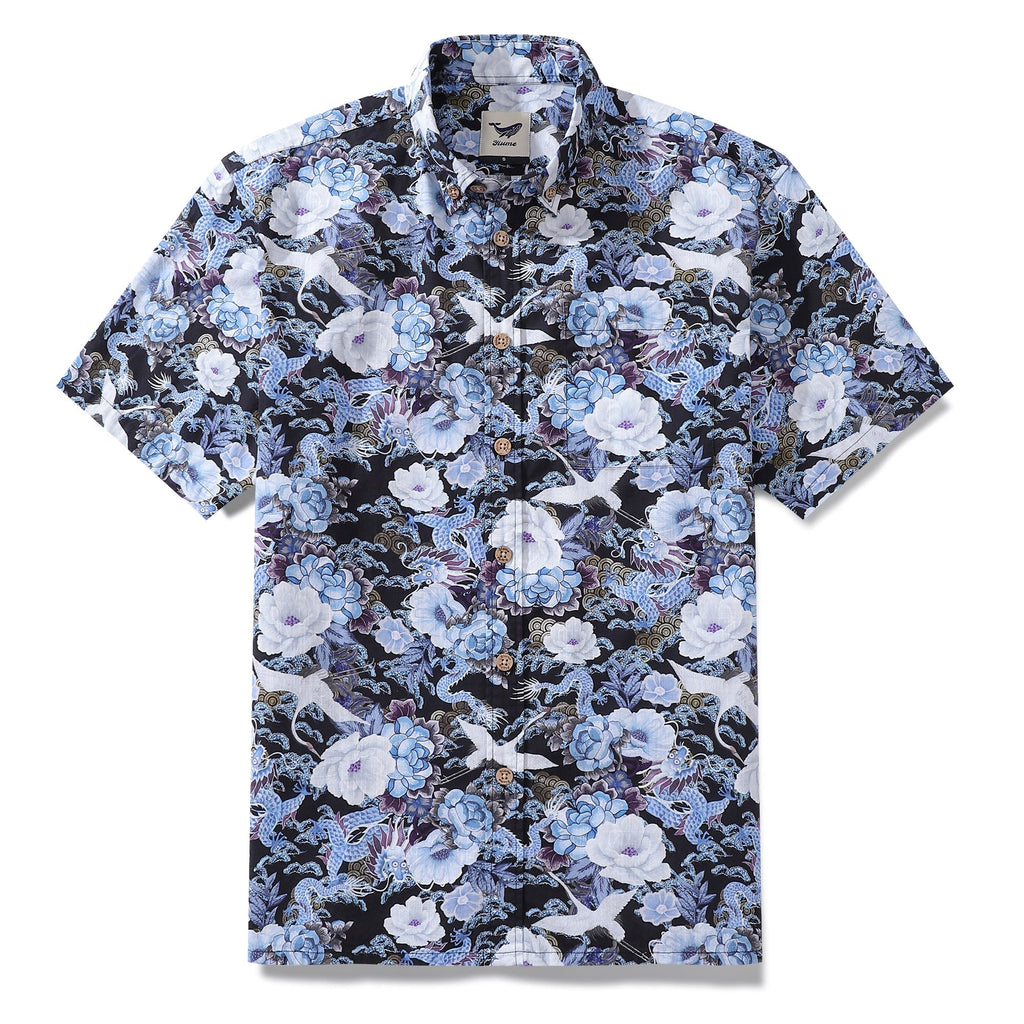 Men's Hawaiian Shirt Mystic Serenity Print Cotton Button-down Short Sleeve Aloha Shirt By Sylvia