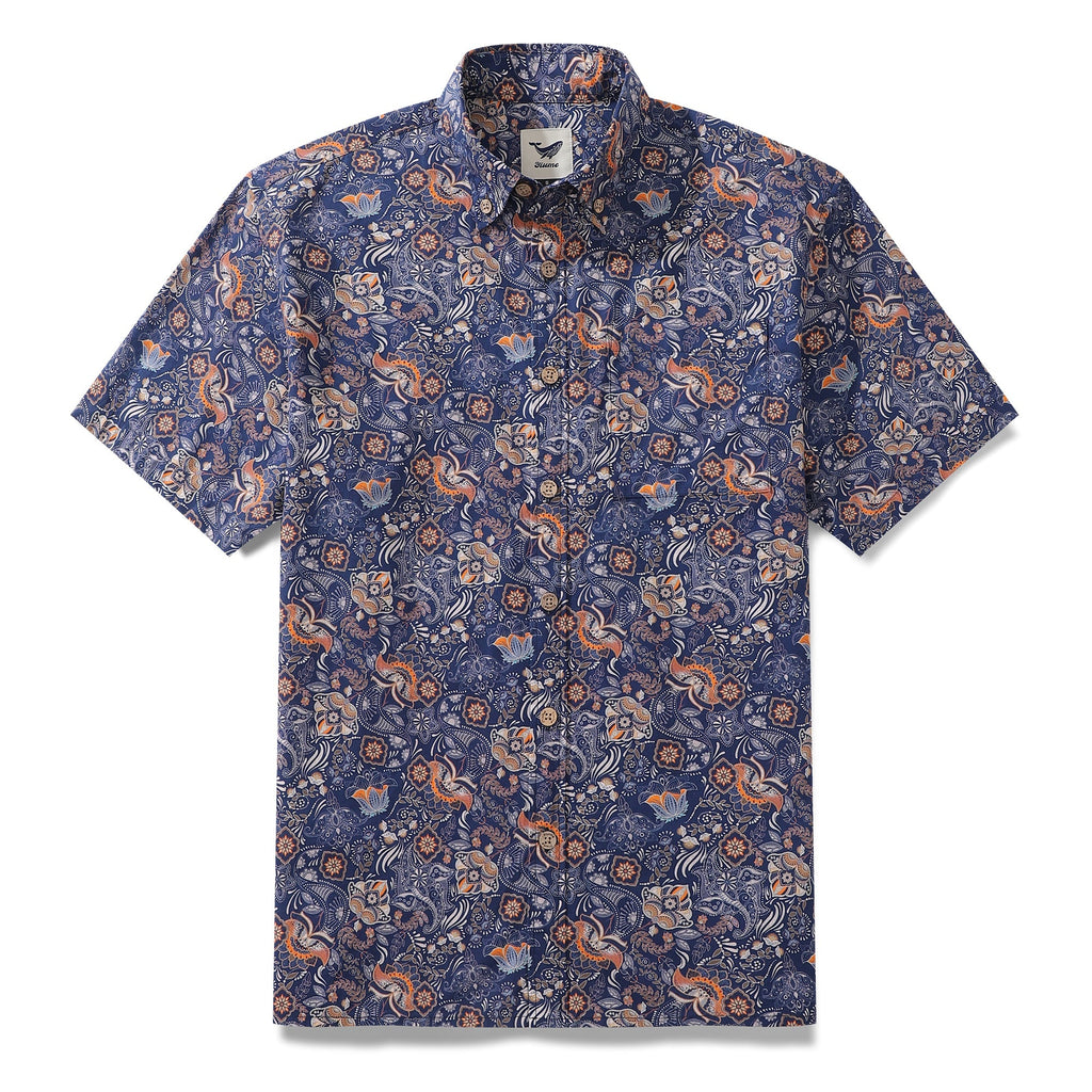 Men's Hawaiian Shirt Floral Series 4 Print Cotton Button-down Short Sleeve Aloha Shirt By Sun