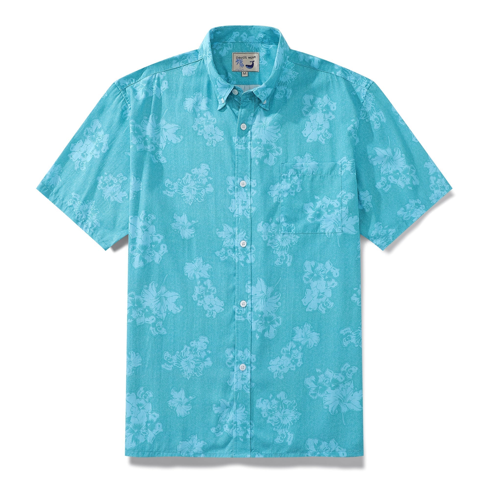Hawaiian Shirts For Men Blue Lily Print Shirt Short Sleeve By Amy