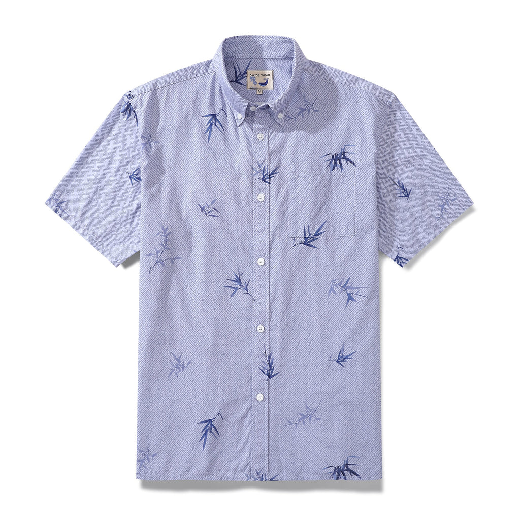 Hawaiian Shirts For Men Vintage Cotton Button Down Abundant Bamboo Ambiance Short Sleeve Aloha Shirt By Amy