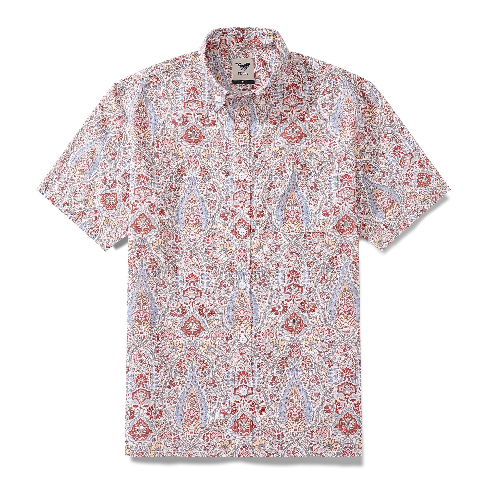 Men's Hawaiian Shirt Flower Pattern Print Cotton Button-down Short Sleeve Aloha Shirt By Amy