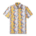 Men's Hawaiian Shirt Shell-Stripes Short Sleeve Aloha By Sylvia