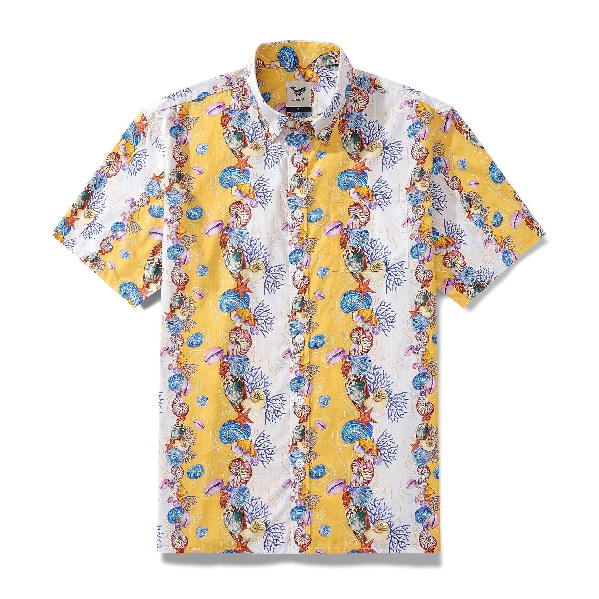 Men's Hawaiian Shirt Shell-Stripes Short Sleeve Aloha By Sylvia