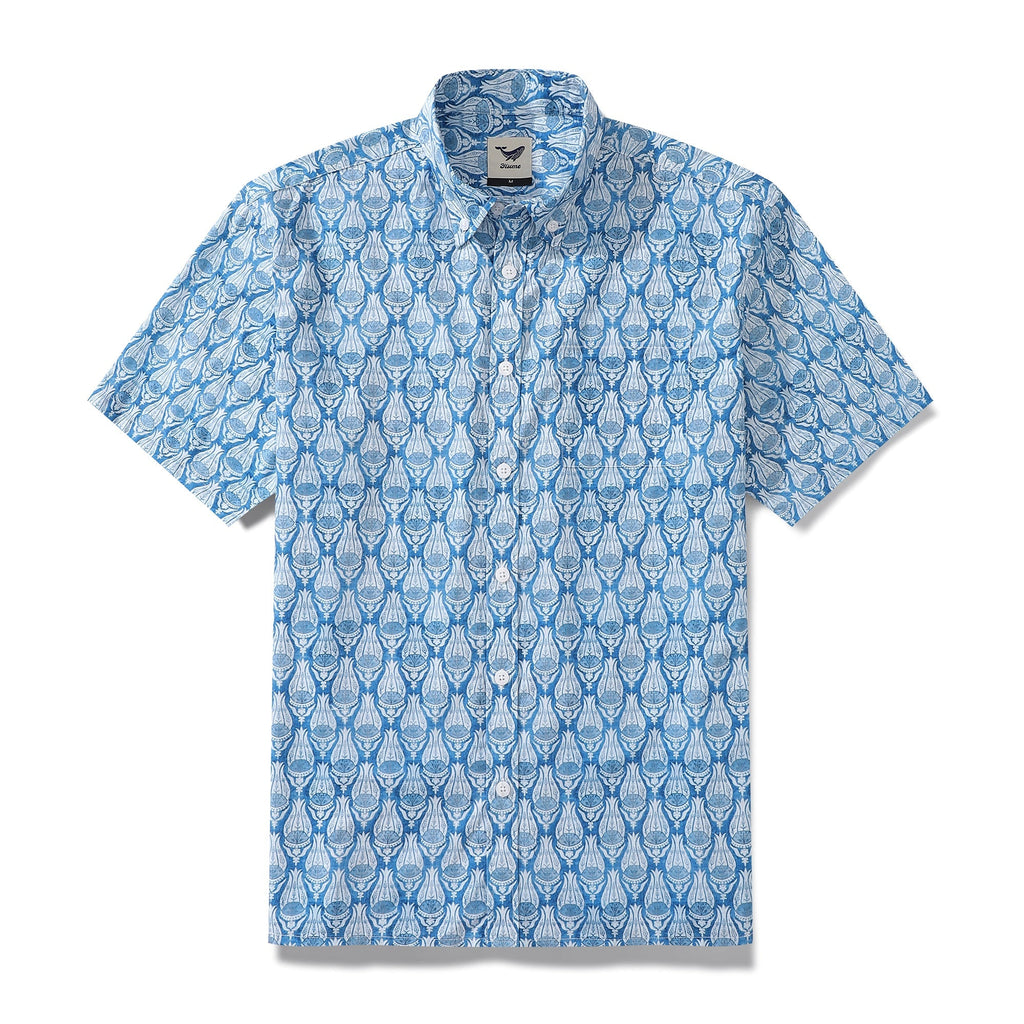 Men's Hawaiian Shirt Vintage Flowers Print Cotton Button-down By Amy