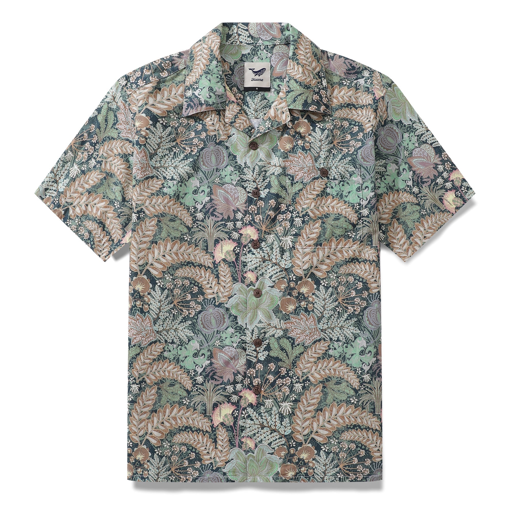 1950s Vintage Hawaiian Shirt For Men Lush Greenery Shirt Camp Collar 100% Cotton By Cigar