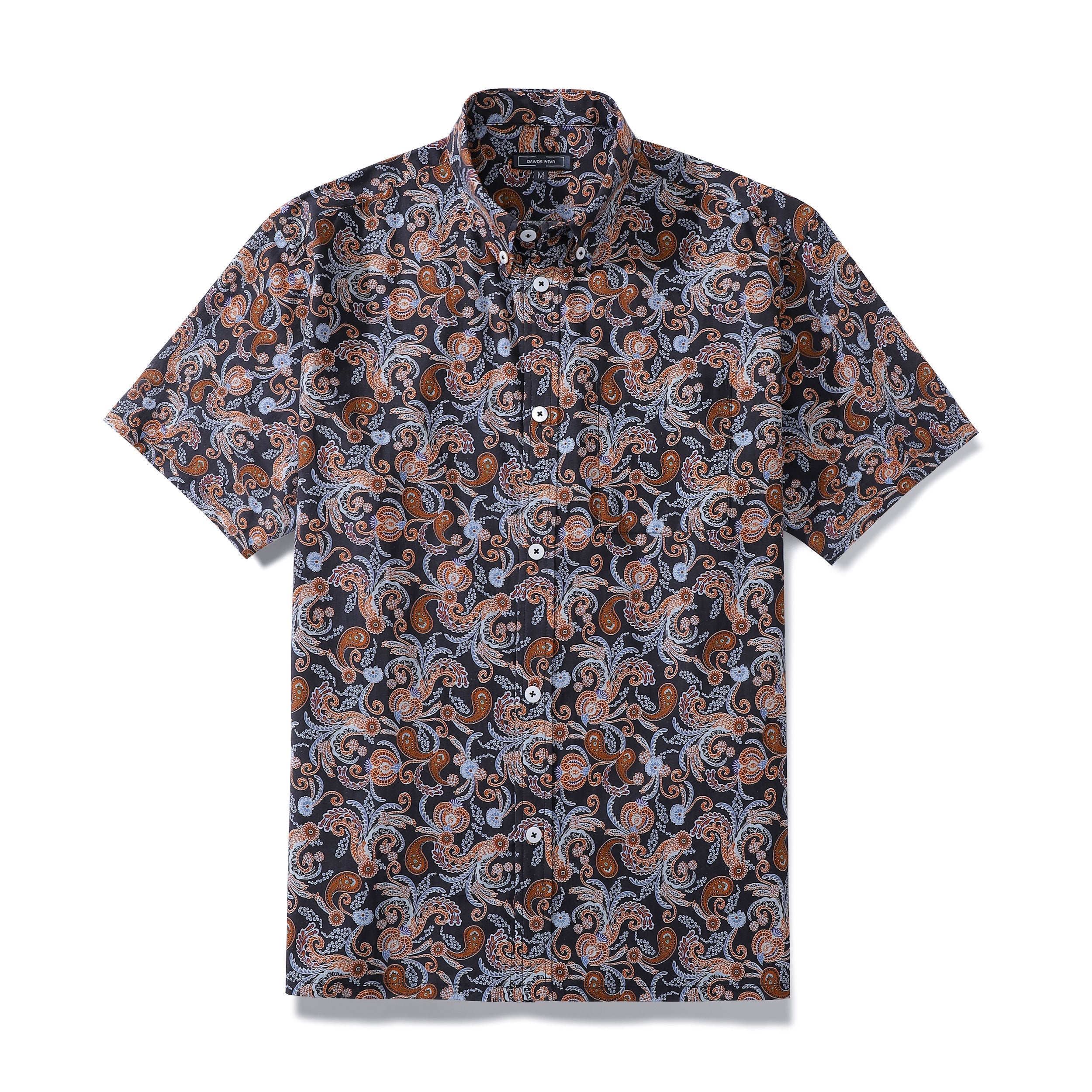 Men's Aloha Shirt Cotton Short Sleeve Classic Pattern Button Down Hidden Pocket By Amy