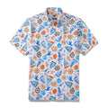 Men's 1970s Vintage Hawaiian Shirt Sailing Adventure Print Cotton Button-down By Julia Madoka