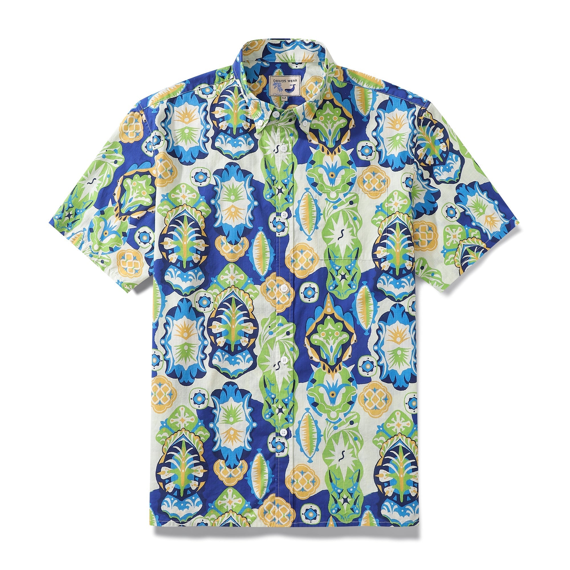 Hawaiian Shirts For Men Vintage Cotton Button Down Totem and Jewelry Short Sleeve Aloha Shirt By Evan