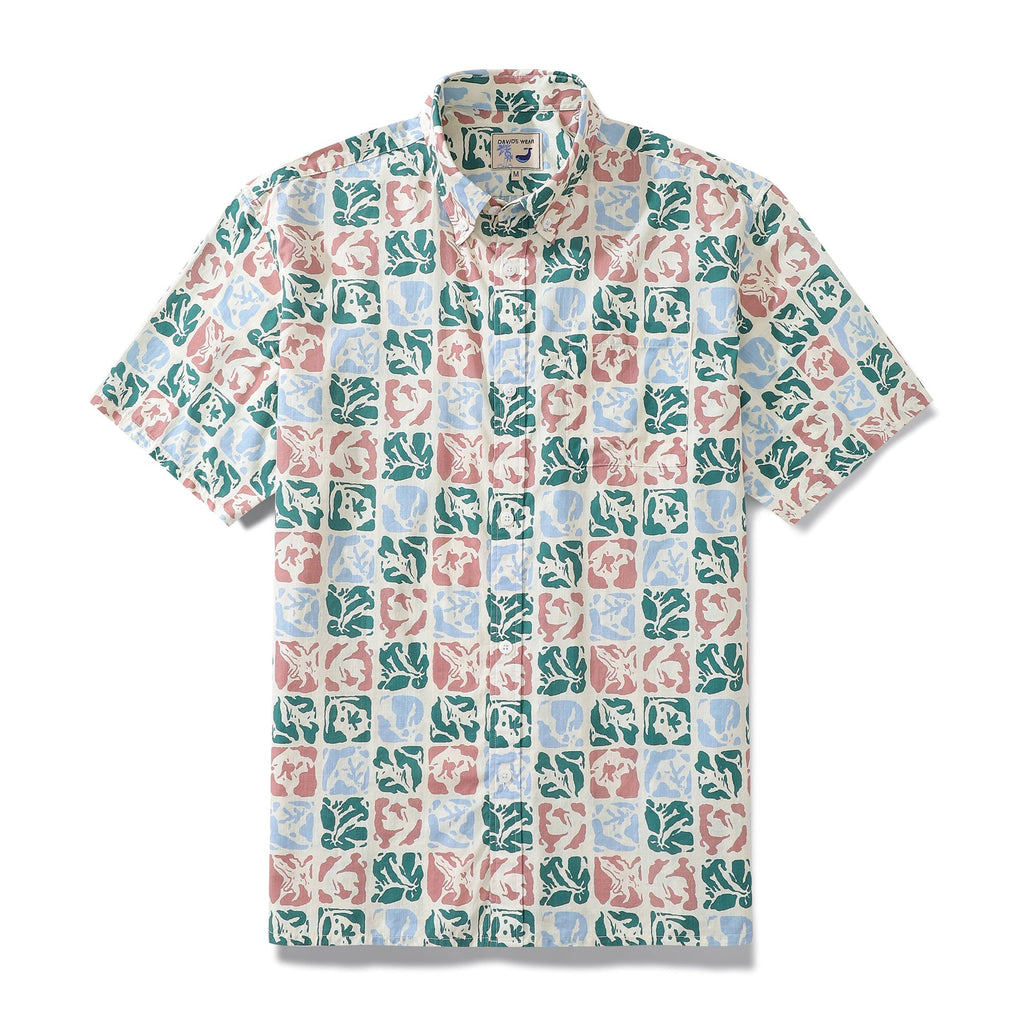 Valentine's Day Hawaiian Shirts For Men Vintage Cotton Button Down Rose Seal Short Sleeve Aloha Shirt By Evan