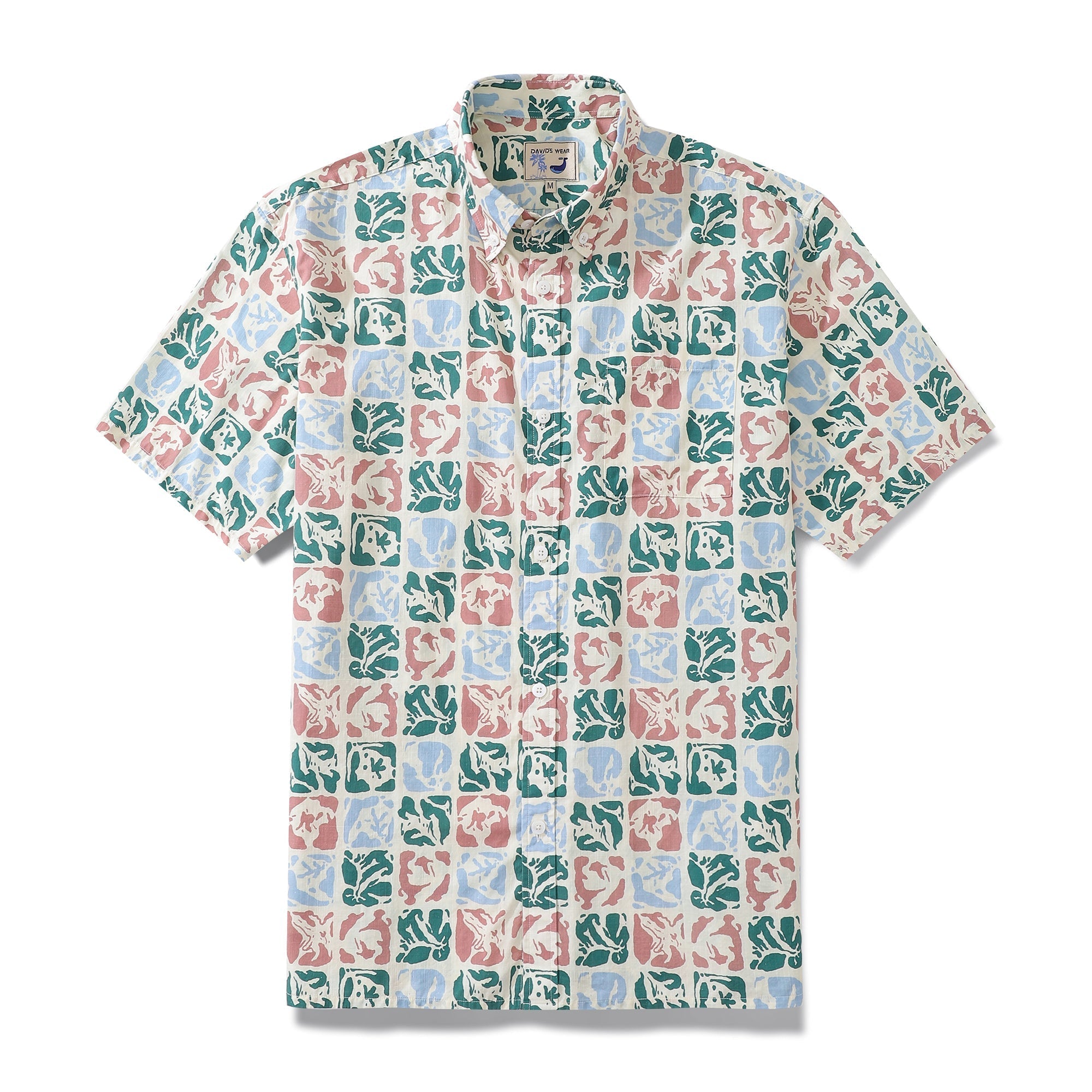 Valentine's Day Hawaiian Shirts For Men Vintage Cotton Button Down Rose Seal Short Sleeve Aloha Shirt By Evan