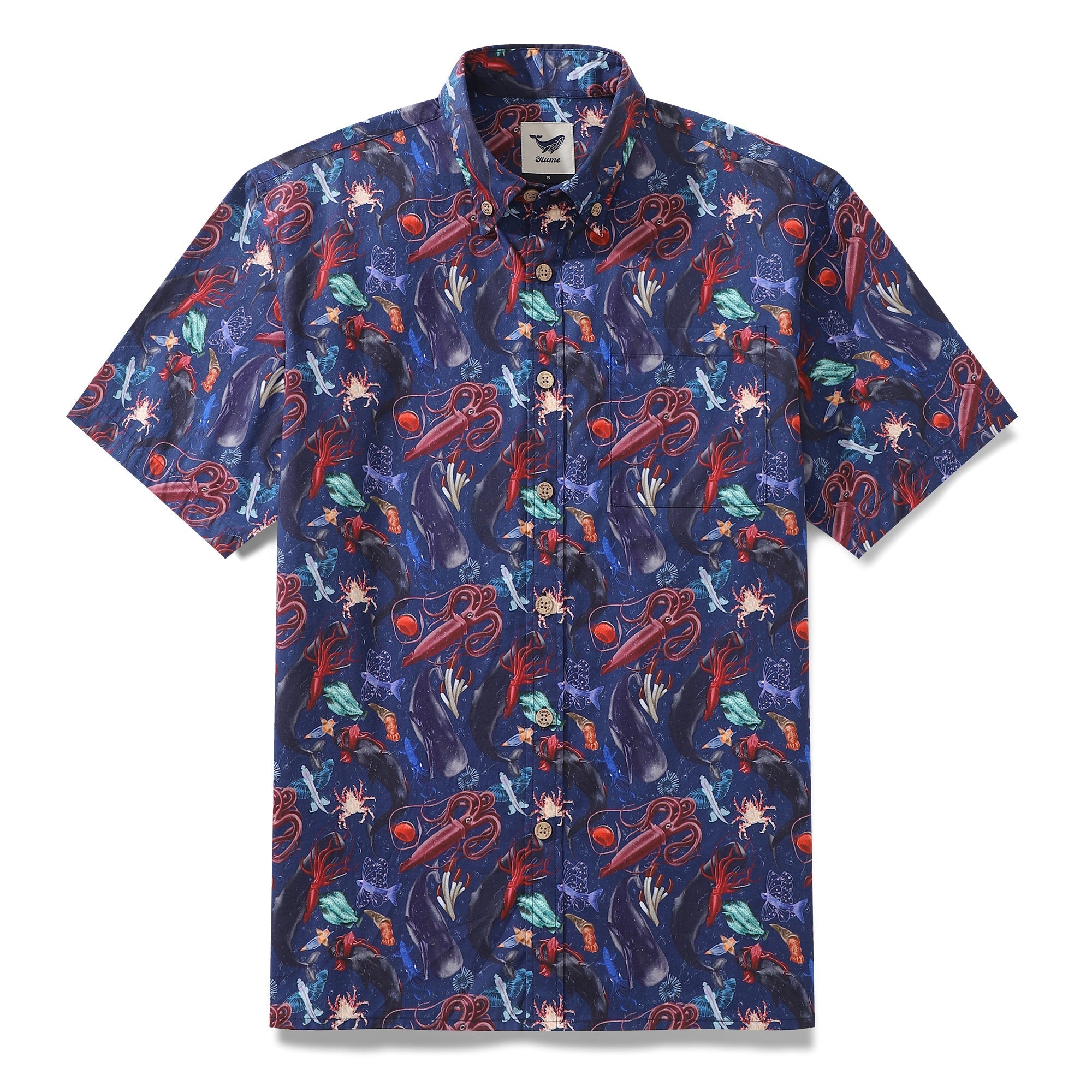 Men's Hawaiian Shirt Leviathan Showdown Print Cotton Button-down Short Sleeve Aloha Shirt By Sun