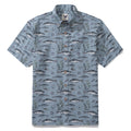 Fish Shirt For Men Gray Hawaiian Shirt Cotton Button-down Short Sleeve Aloha Shirt By Sun