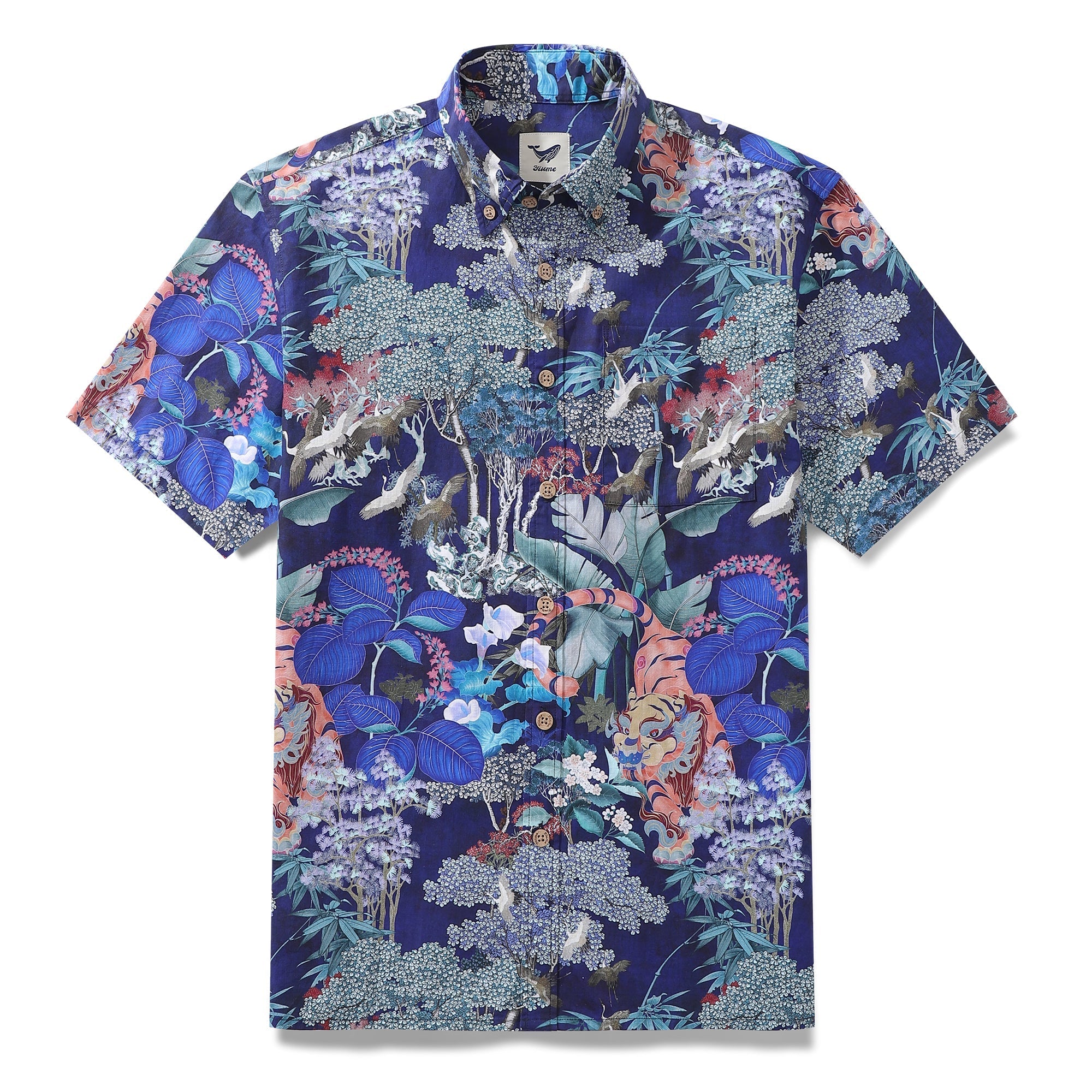 Men's Hawaiian Shirt 1950s Vintage Print Cotton Button-down Short Sleeve Aloha Shirt By Sylvia