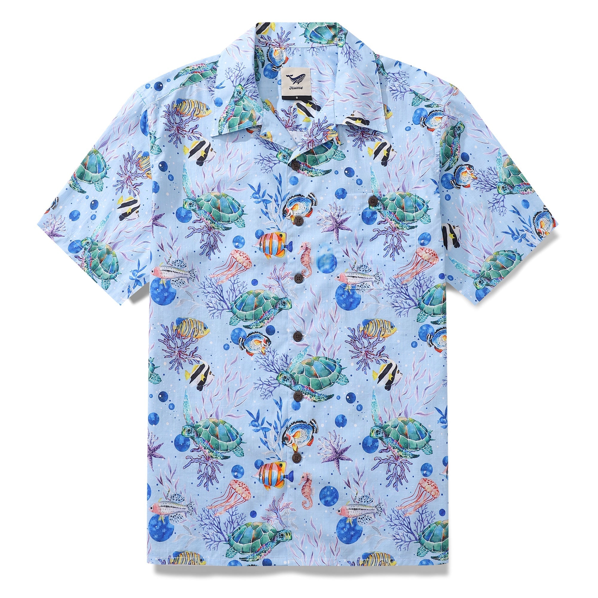 Hawaiian Shirts For Men Vintage Cotton Underwater World Short Sleeve Aloha Shirt By Amy