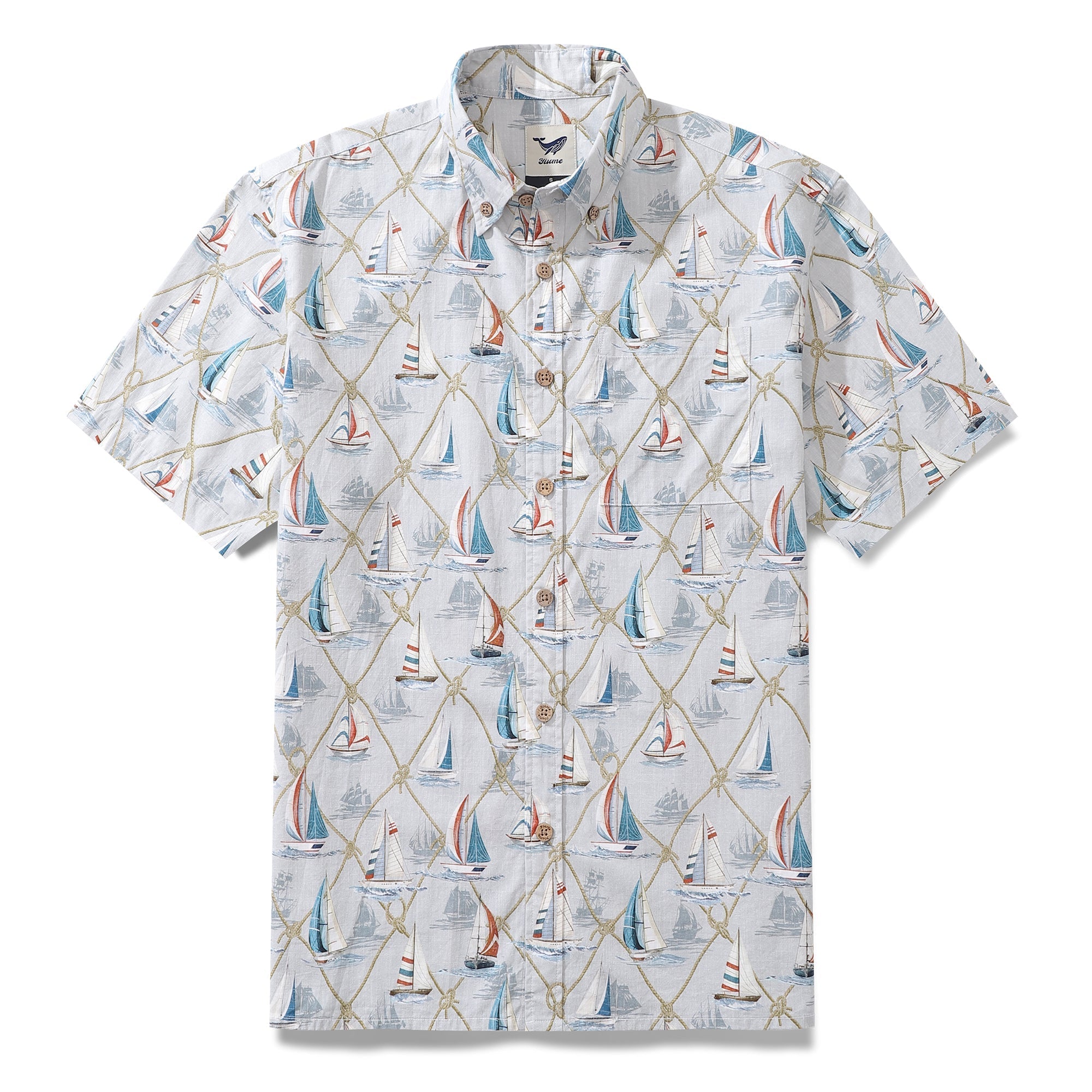 Men's Hawaiian Shirt Aloha Adventure Print Cotton Button-down Short Sleeve Aloha Shirt By Sherry