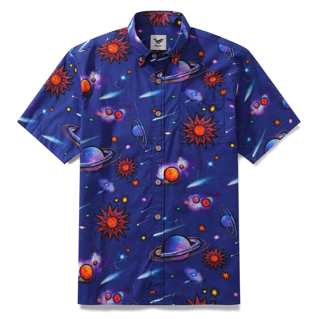 Men's Hawaiian Shirt Silent Radiance Cotton Button-down Short Sleeve Aloha Shirt By Sun