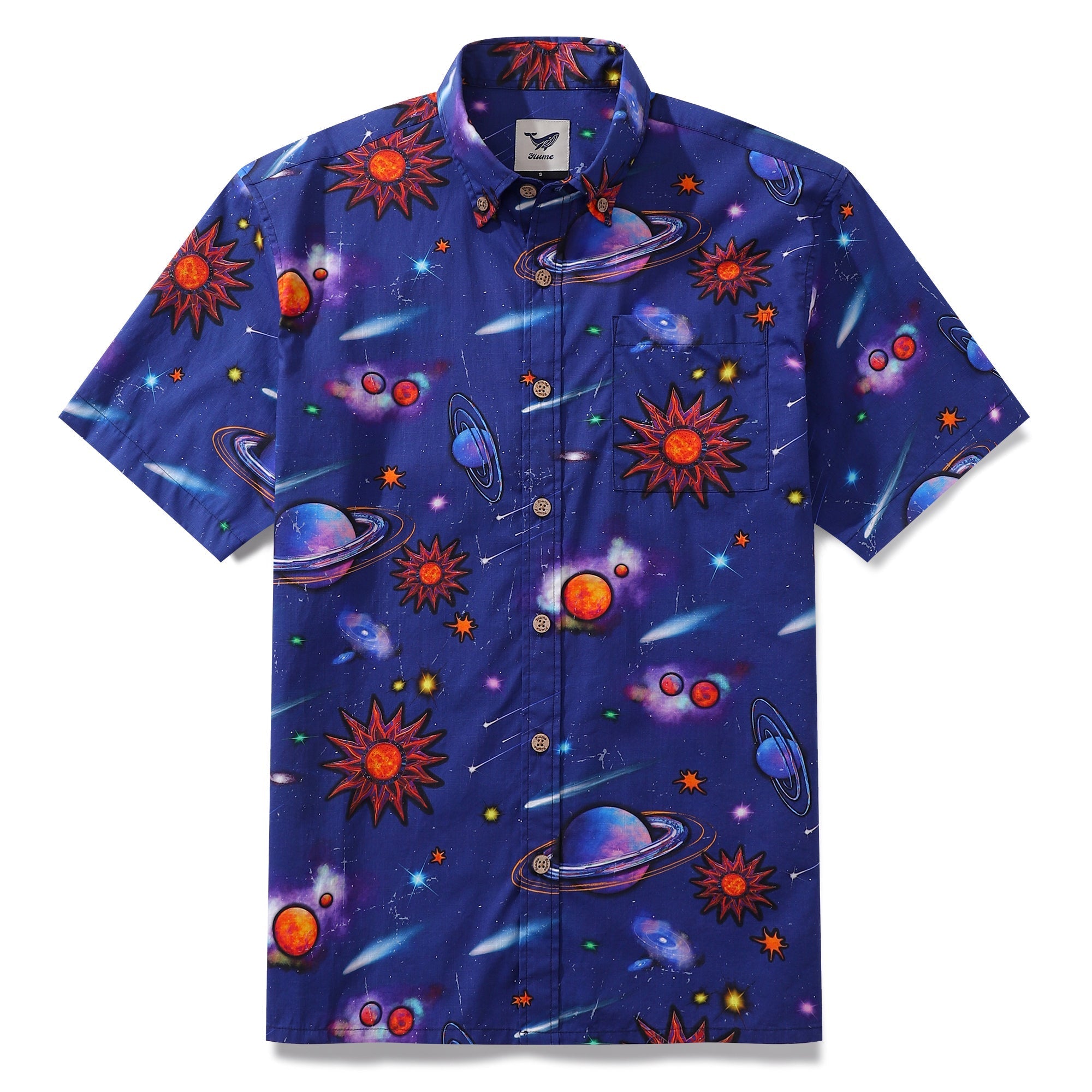 Men's Hawaiian Shirt Silent Radiance Cotton Button-down Short Sleeve Aloha Shirt By Sun