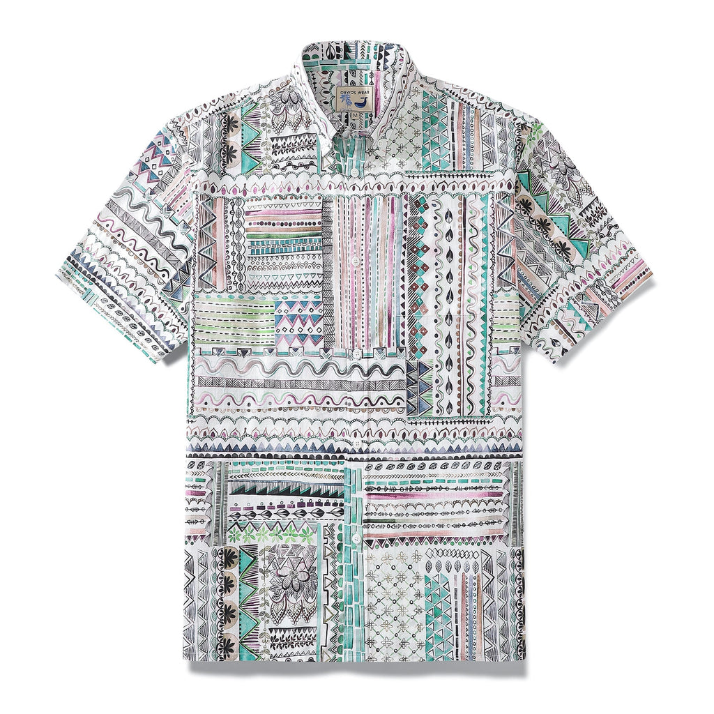 Hawaiian Shirts For Men Vintage Cotton Button Down Tribal Print Short Sleeve Aloha Shirt By Amy