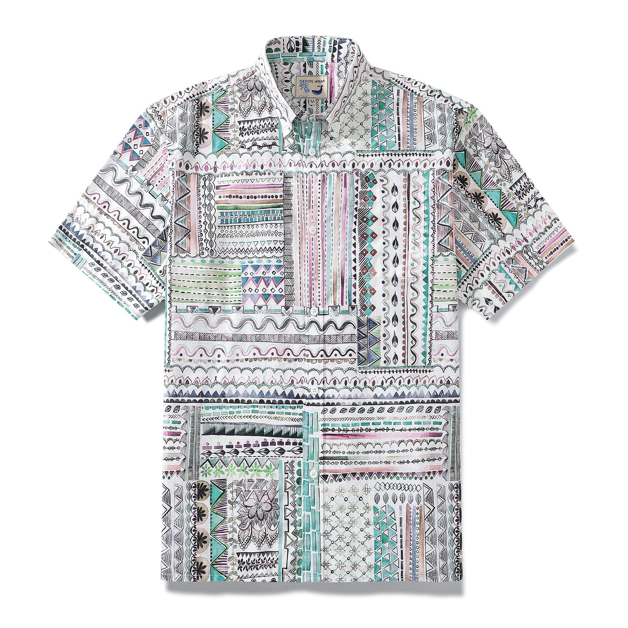 Hawaiian Shirts For Men Vintage Cotton Button Down Tribal Print Short Sleeve Aloha Shirt By Amy