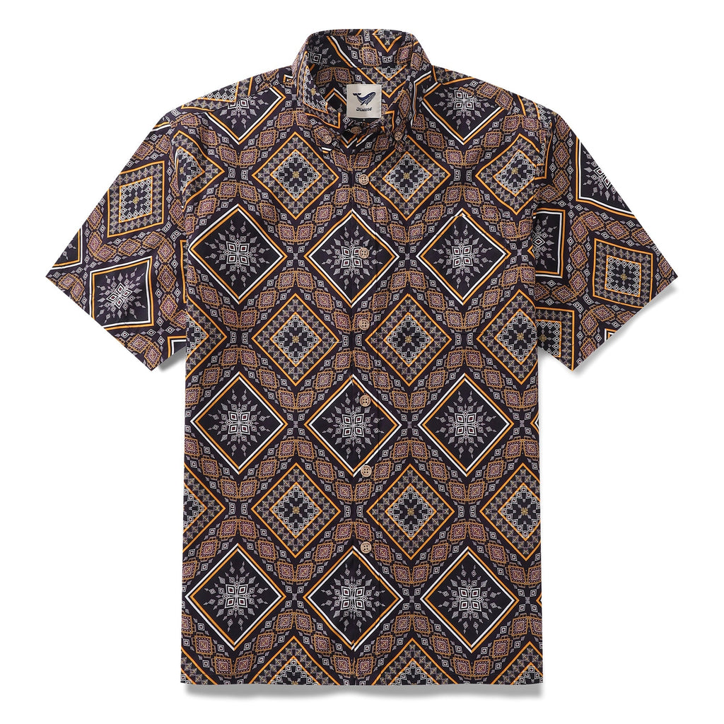 Men's Hawaiian Shirt Sharp Geometry Cotton Button-down Short Sleeve Aloha Shirt By Sun