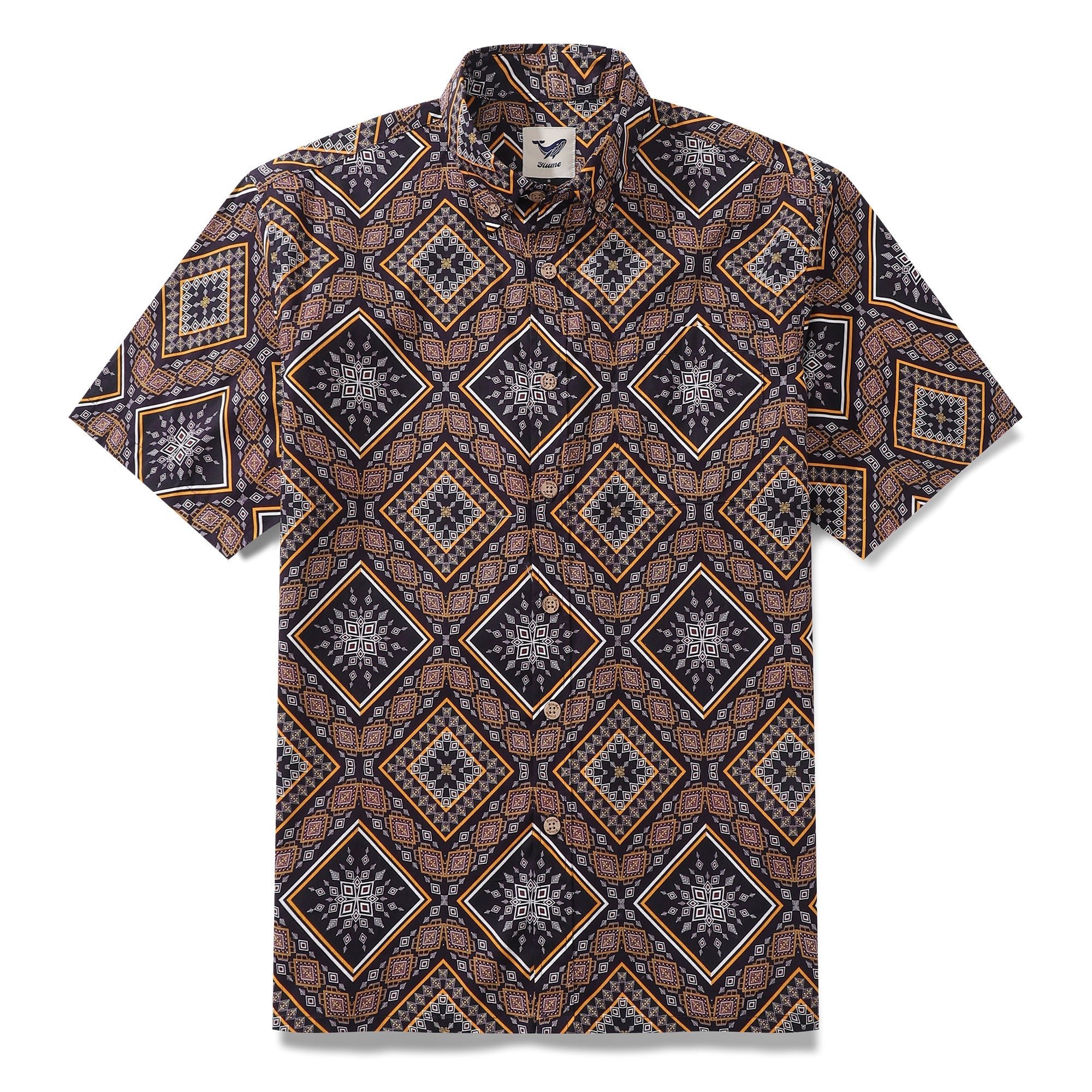 Men's Hawaiian Shirt Sharp Geometry Cotton Button-down Short Sleeve Aloha Shirt By Sun