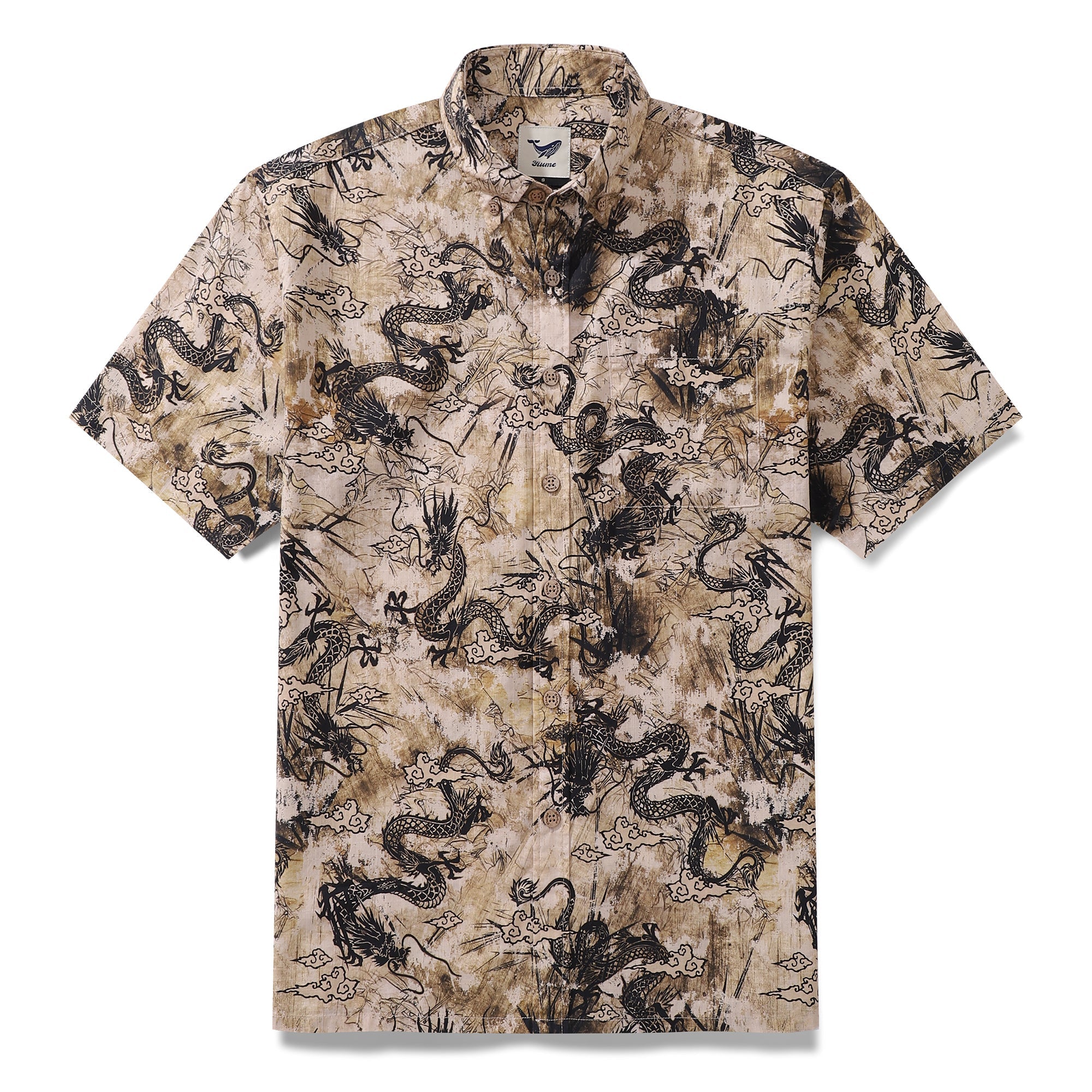 Men's Dragon Shirt Totem Cotton Button-down 1980s Vintage Short Sleeve Hawaiian Shirt By Sun