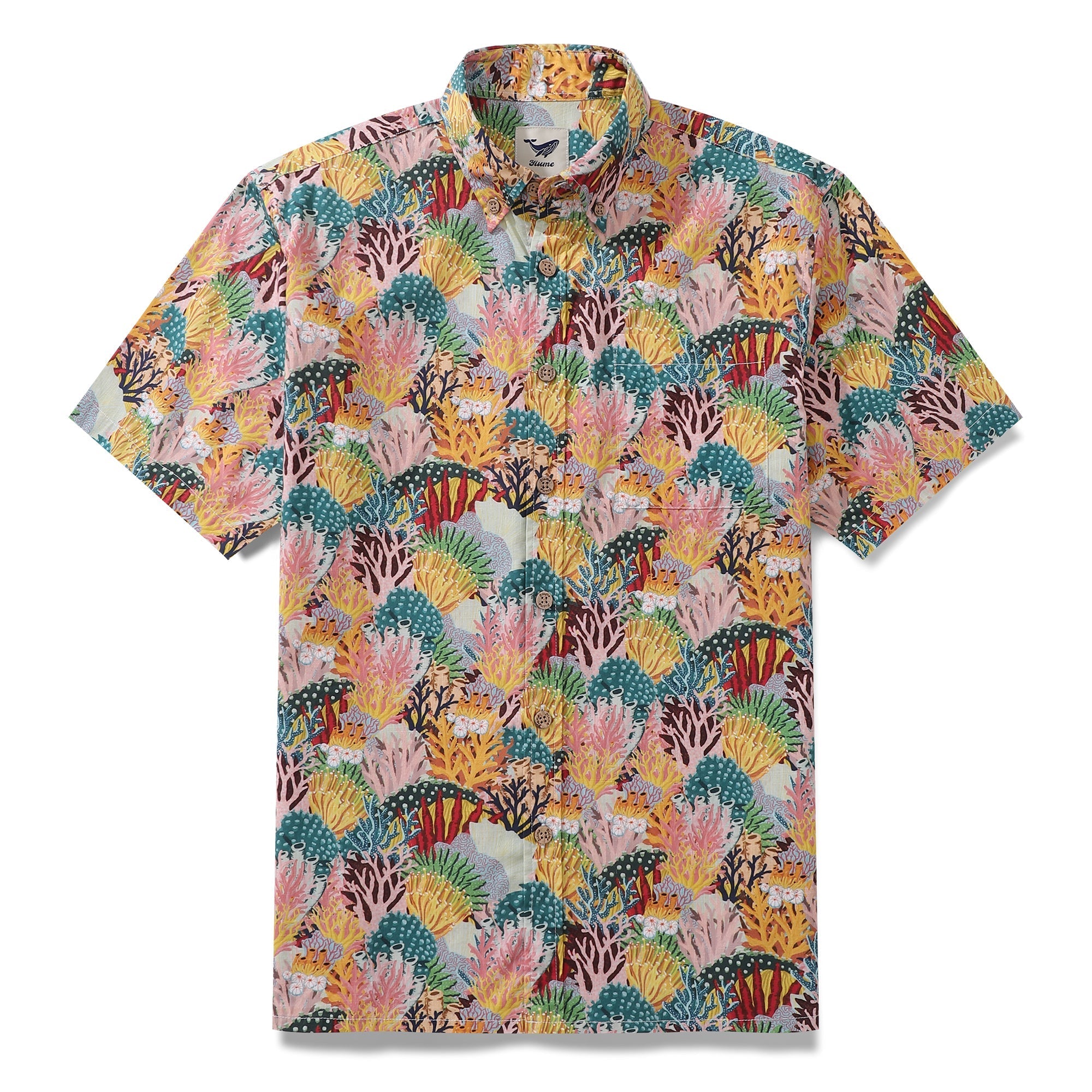 Men's Hawaiian Shirt Coral Reef Shirt 100% Cotton Button-down Short Sleeve Aloha Shirt By Fabian Lavater