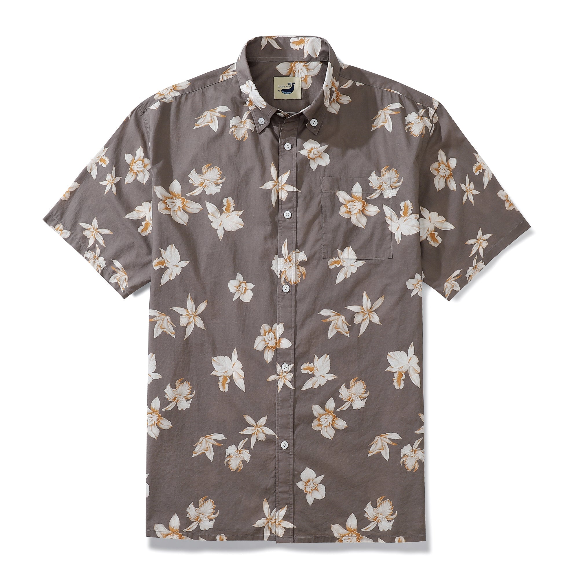 Men's Aloha Shirt Cotton Short Sleeve Brown Button Down 1920s Vintage Shirt By Amy