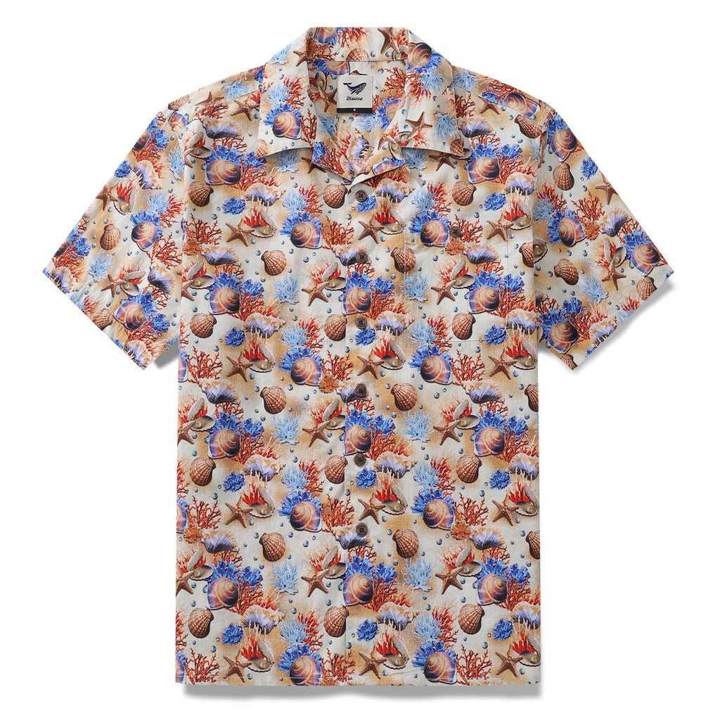 Hawaiian Shirt For Men Secrets of the Sea Shirt Camp Collar 100% Cotton By Yakima