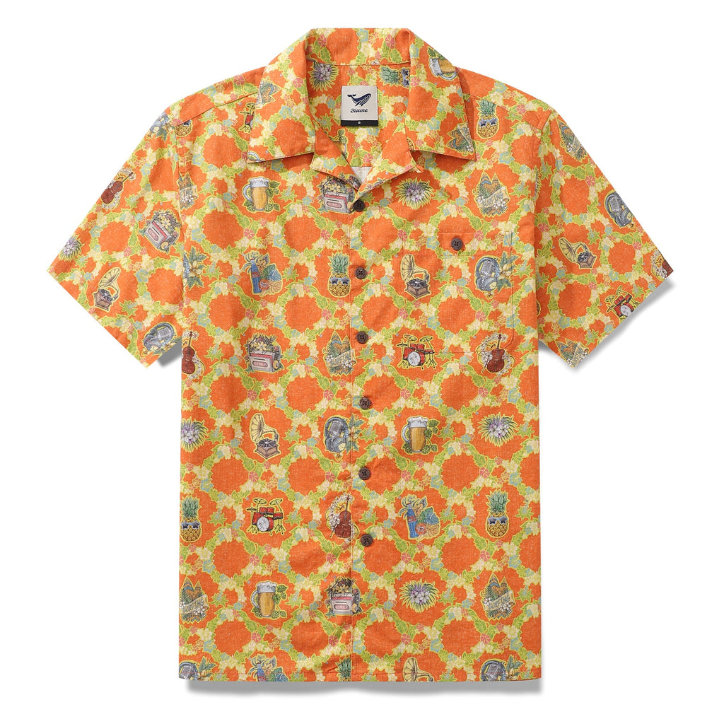 Hawaiian Shirt For Men The Season of Music Shirt Camp Collar 100% Cotton By Sherry