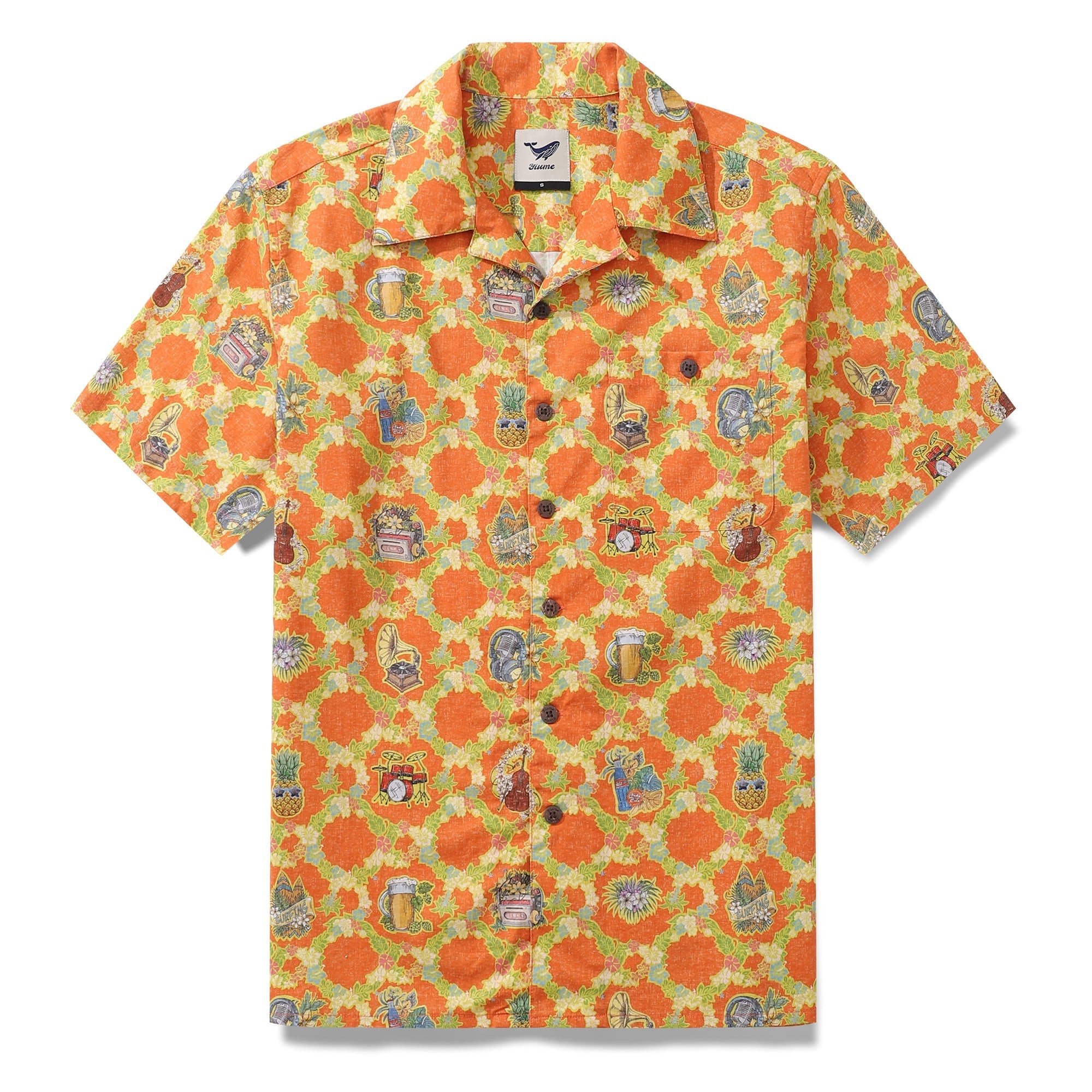 Hawaiian Shirt For Men The Season of Music Shirt Camp Collar 100% Cotton By Sherry