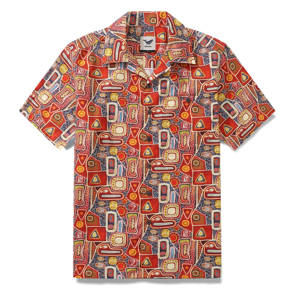 1970s Hawaiian Shirt For Men Artistic Conception Shirt Camp Collar 100% Cotton By Sun