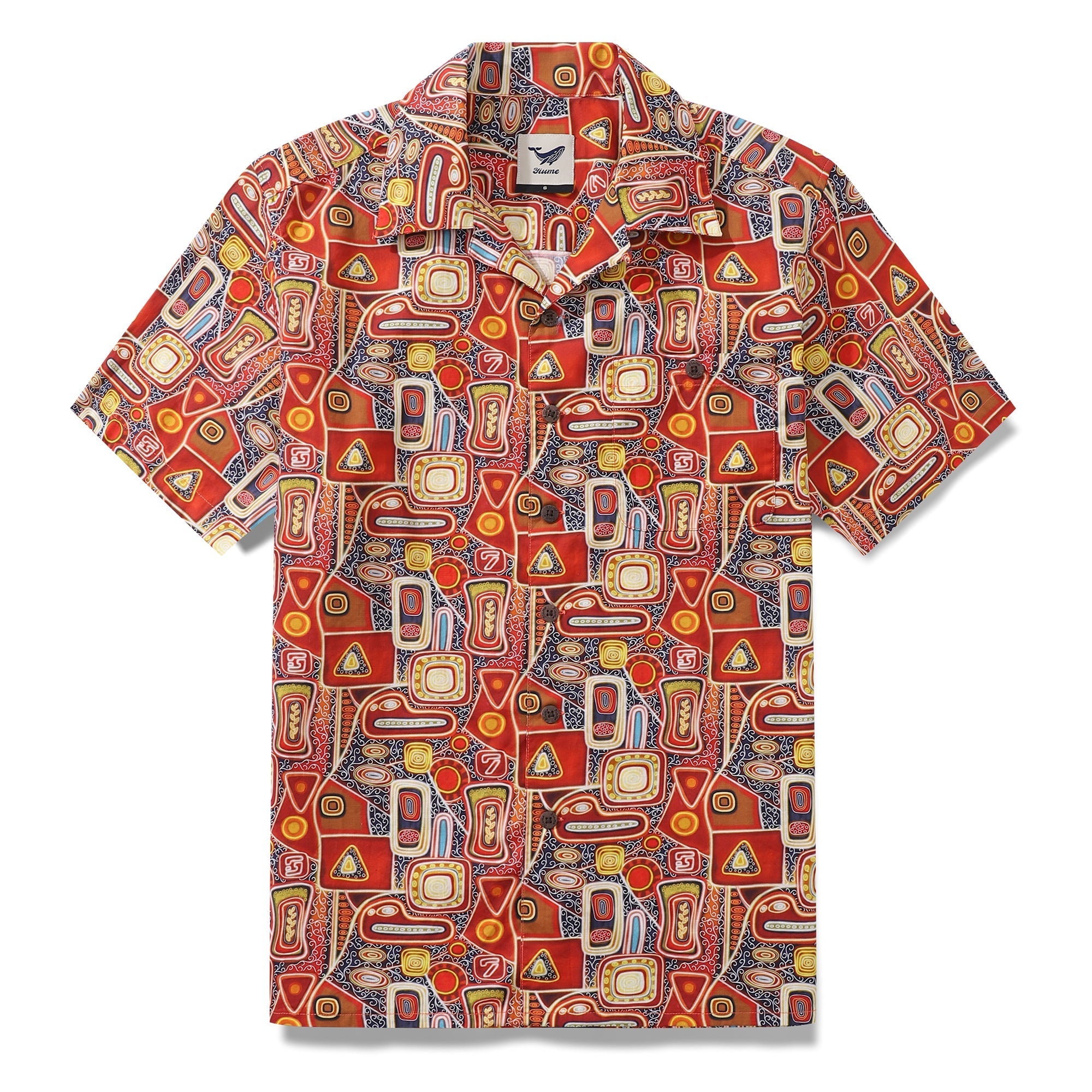 1970s Hawaiian Shirt For Men Artistic Conception Shirt Camp Collar 100% Cotton By Sun