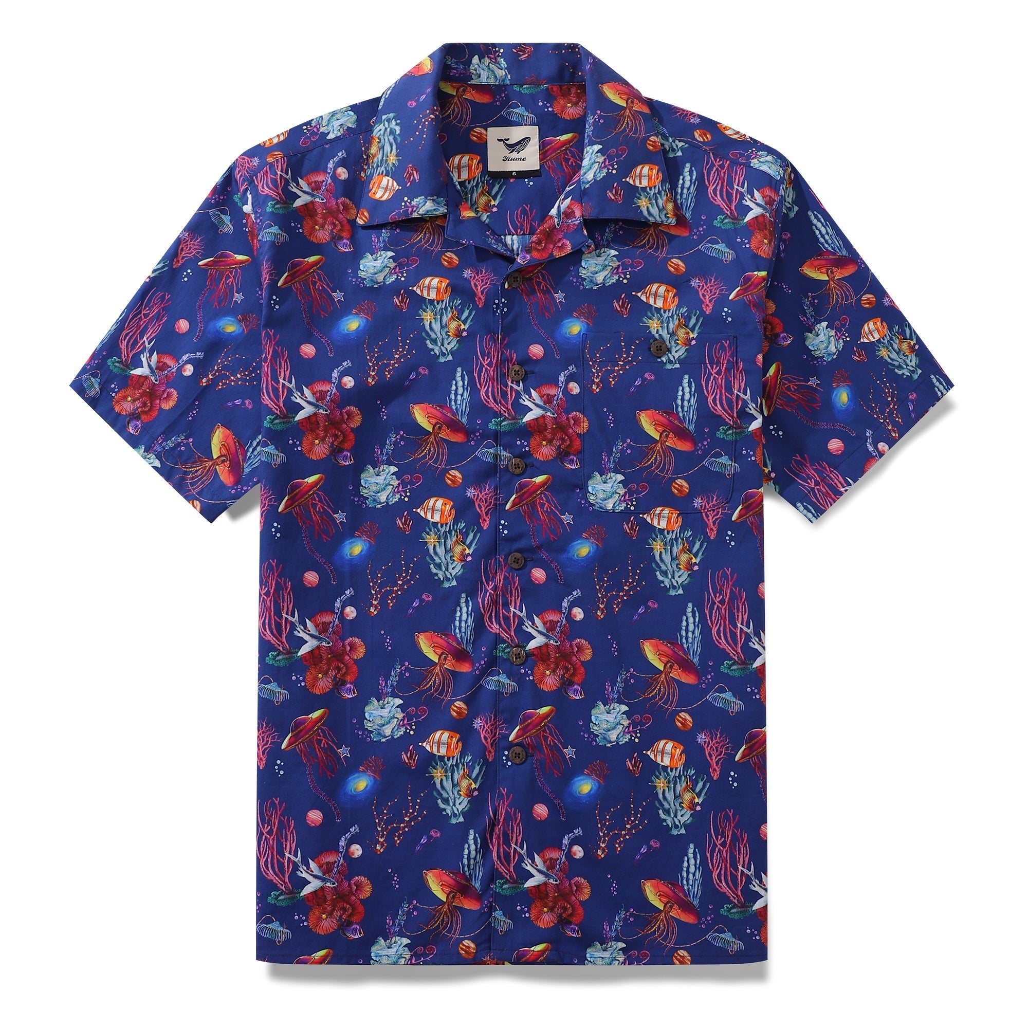 Hawaiian Shirt For Men SEA TREK Shirt Camp Collar 100% Cotton By Sylvia