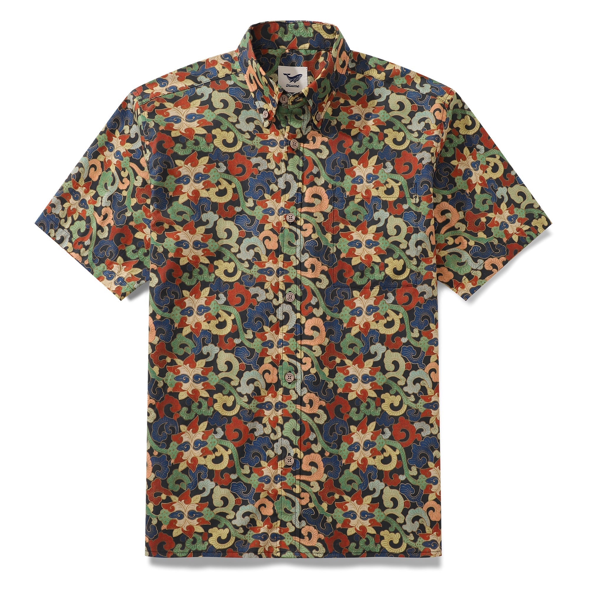 Men's Hawaiian Shirt Nightfall Garden Print Cotton Button-down Short Sleeve Aloha Shirt By Cigar