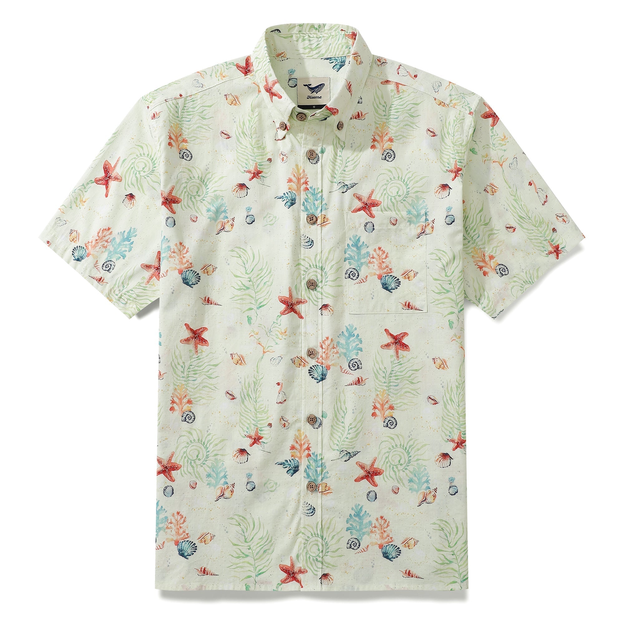 Hawaiian Shirt For Men Voices of the Shore Button-down Short Sleeve 100% Cotton Shirt By Seven