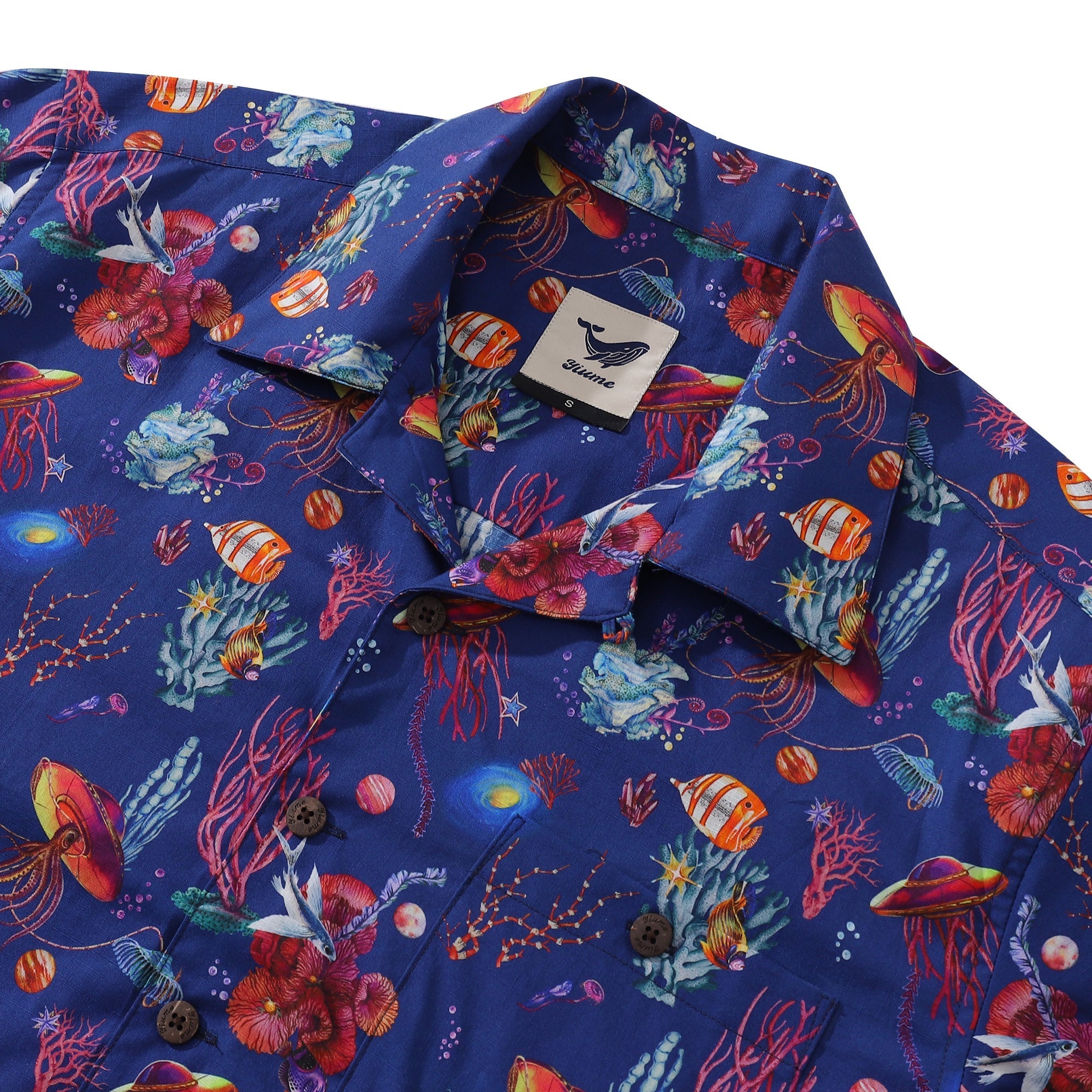 Hawaiian Shirt For Men SEA TREK Shirt Camp Collar 100% Cotton By Sylvia