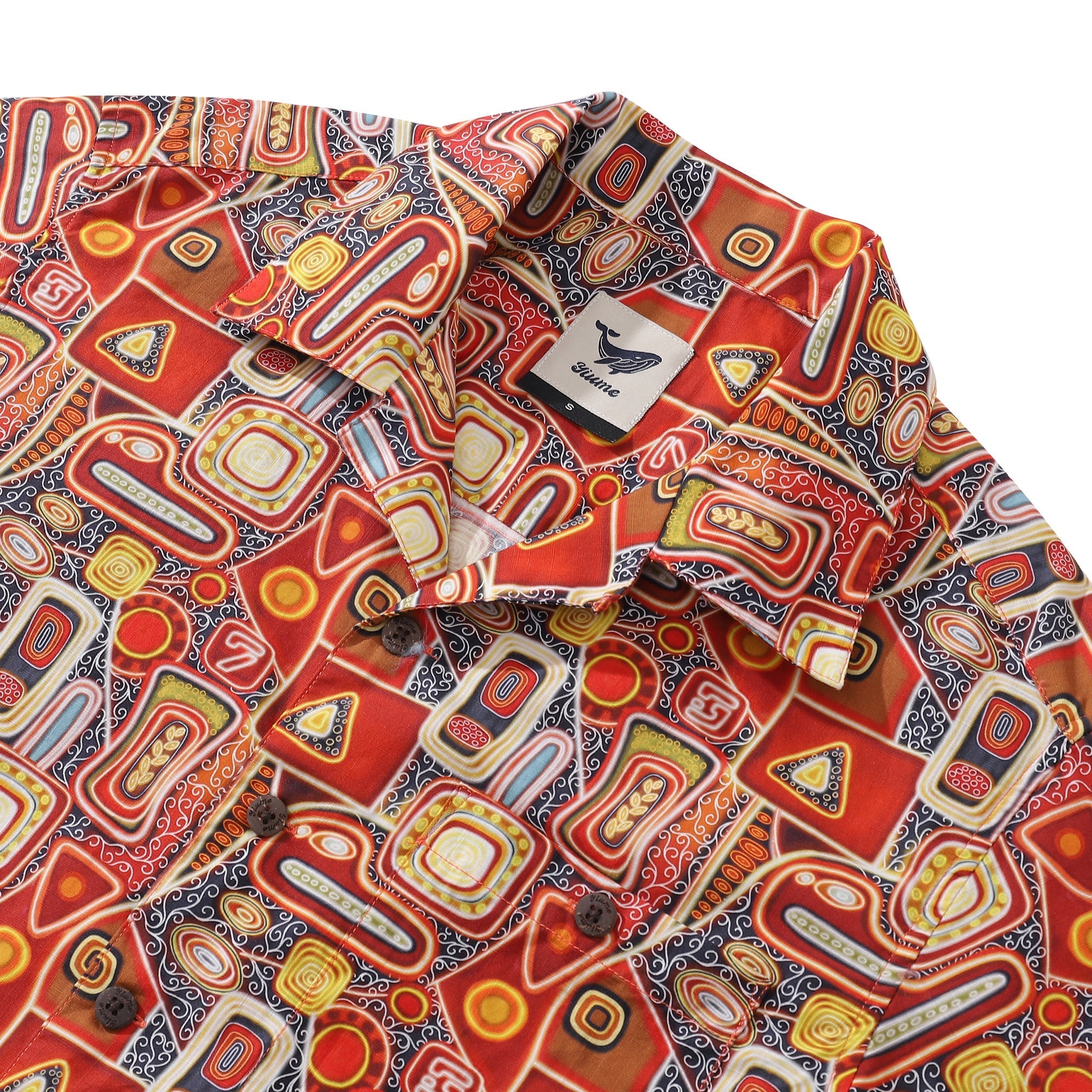 1970s Hawaiian Shirt For Men Artistic Conception Shirt Camp Collar 100% Cotton By Sun