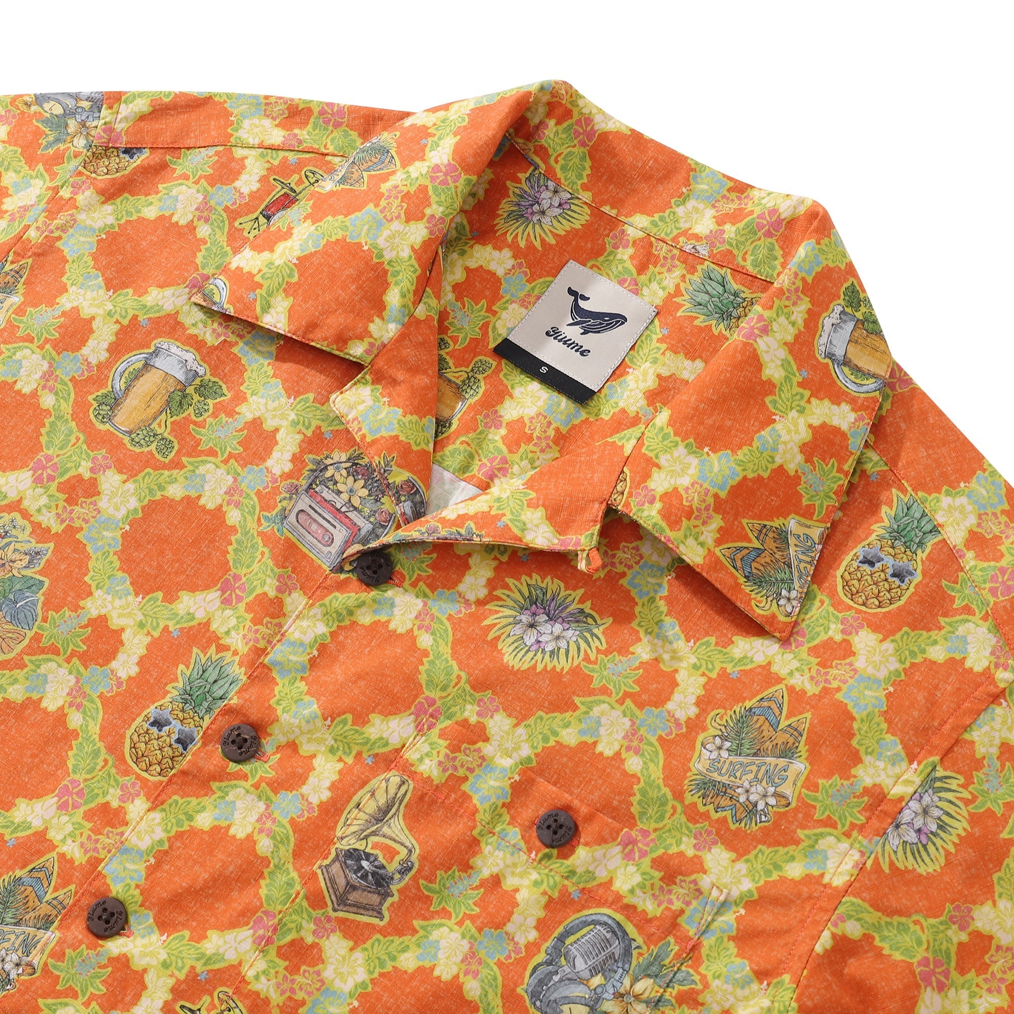 Hawaiian Shirt For Men The Season of Music Shirt Camp Collar 100% Cotton By Sherry