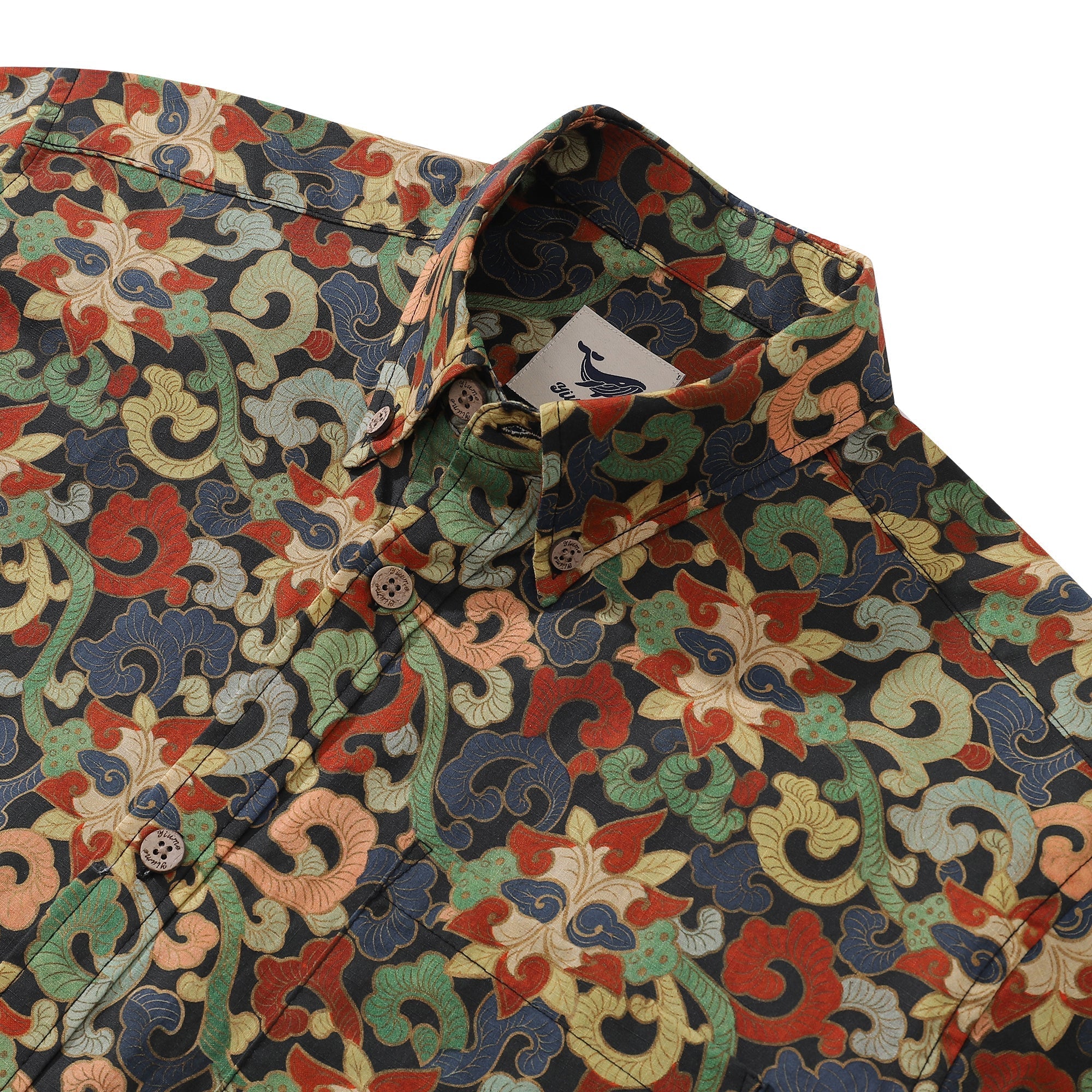 Men's Hawaiian Shirt Nightfall Garden Print Cotton Button-down Short Sleeve Aloha Shirt By Cigar